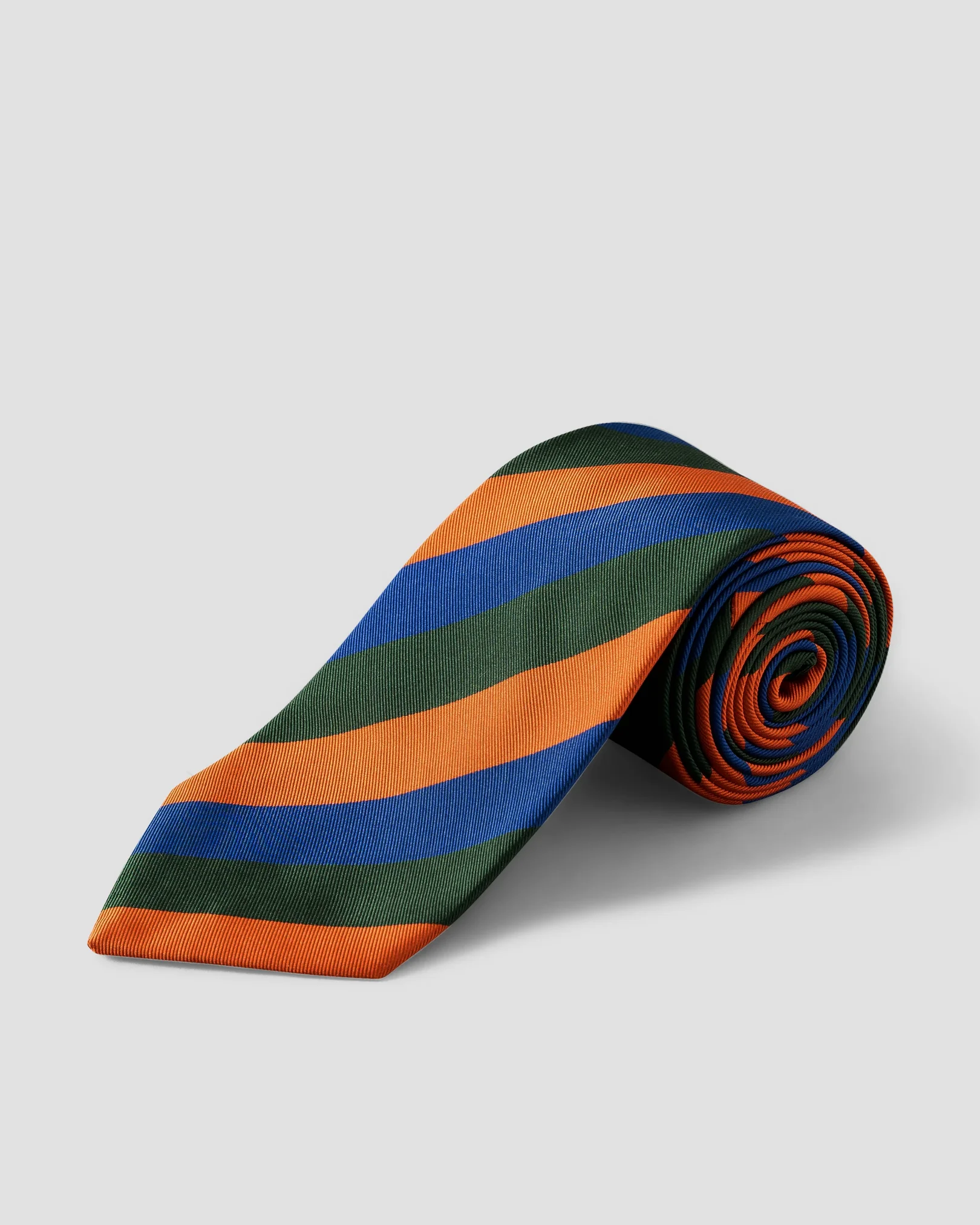 Eton - dark green striped silk cotton mogador tie