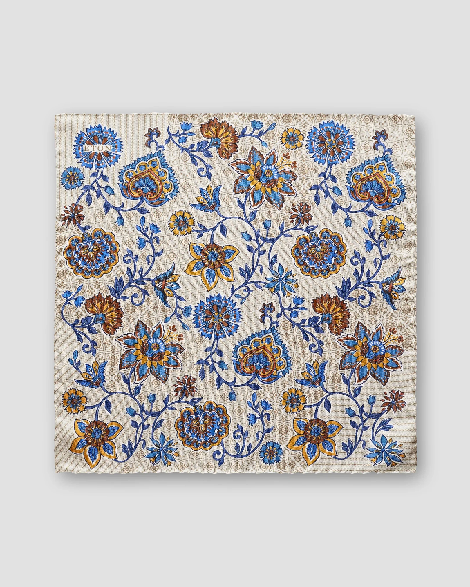 Eton - beige floral silk pocket square