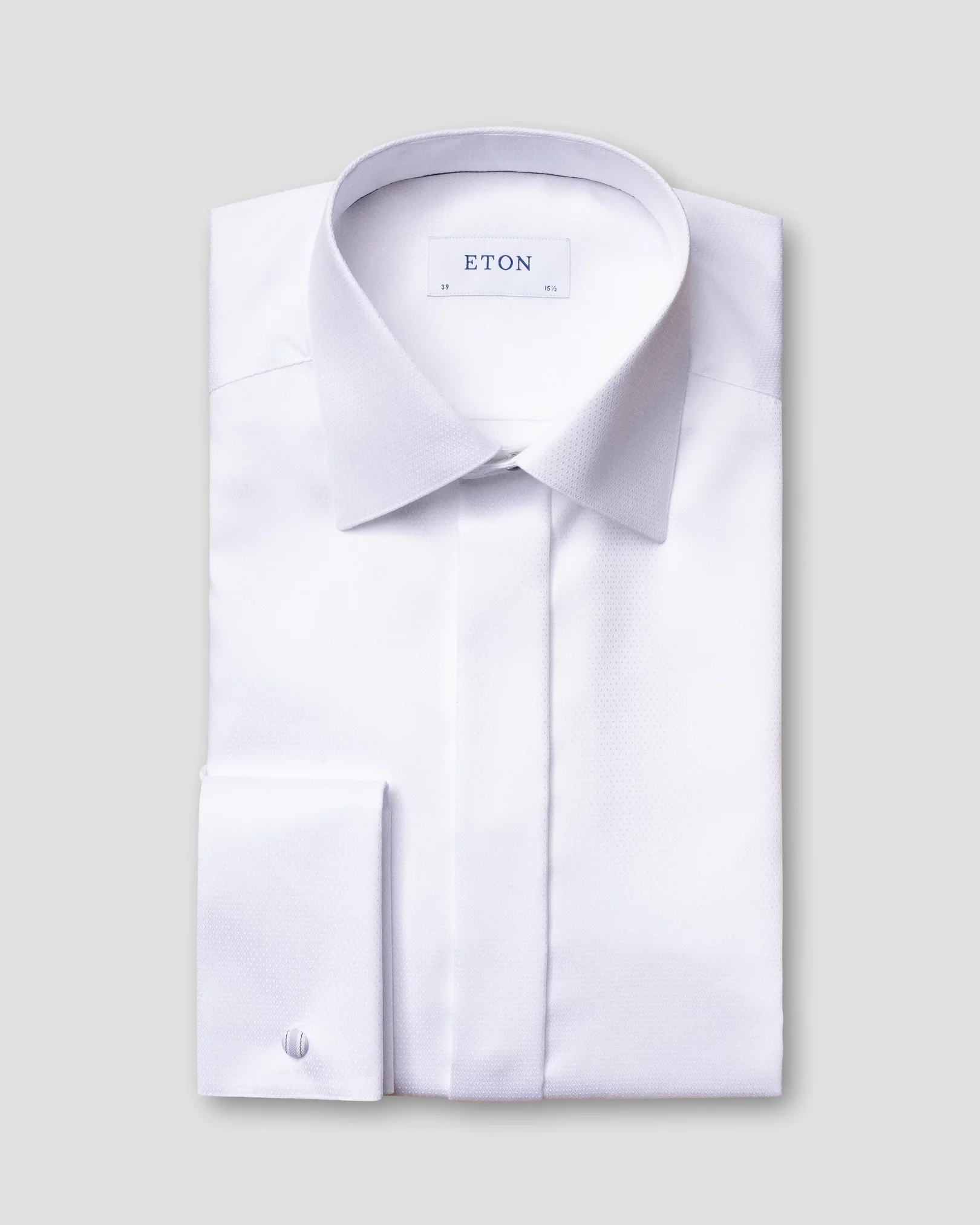 Eton - white fly front evening dobby shirt