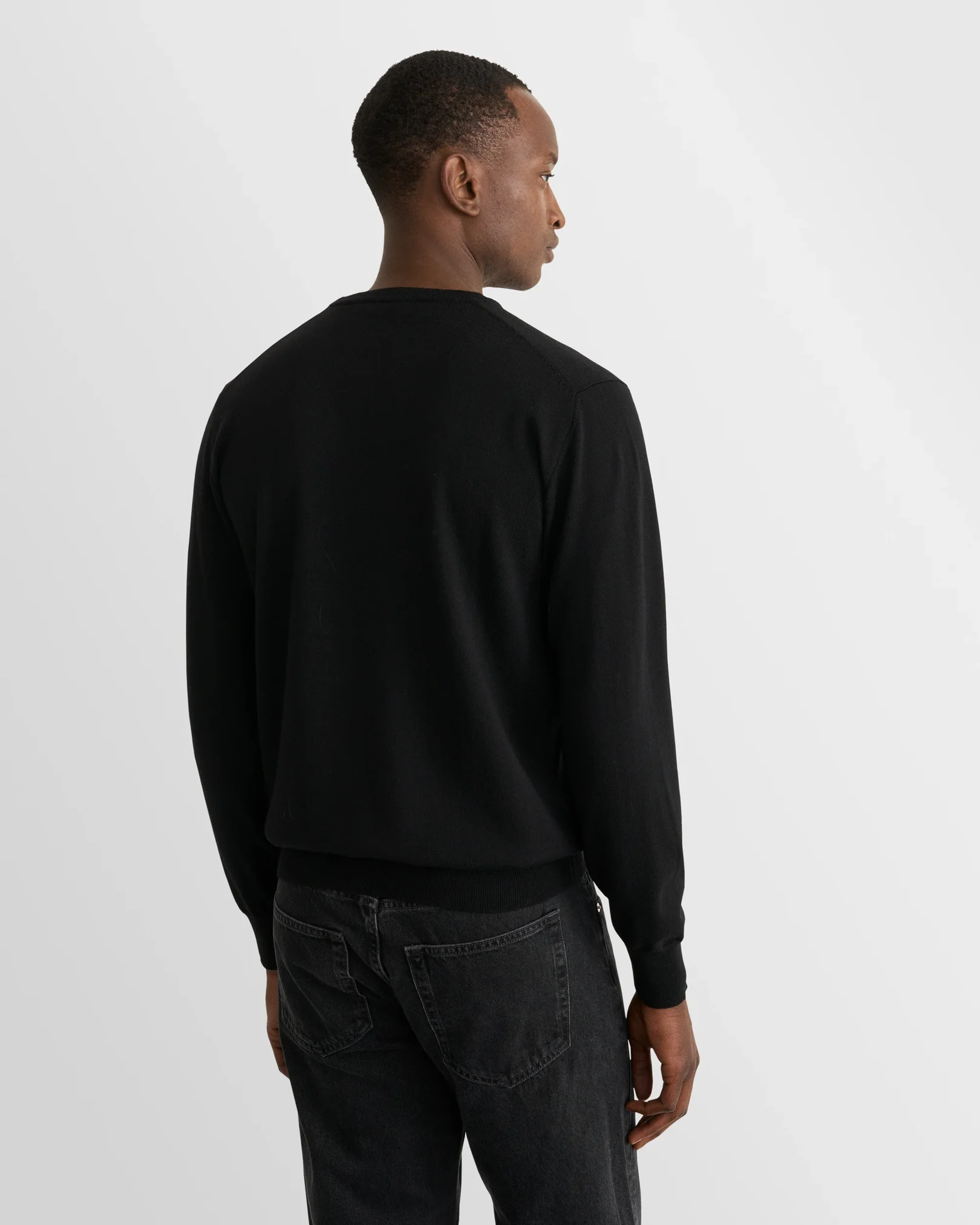 Eton - black merino knit crewneck