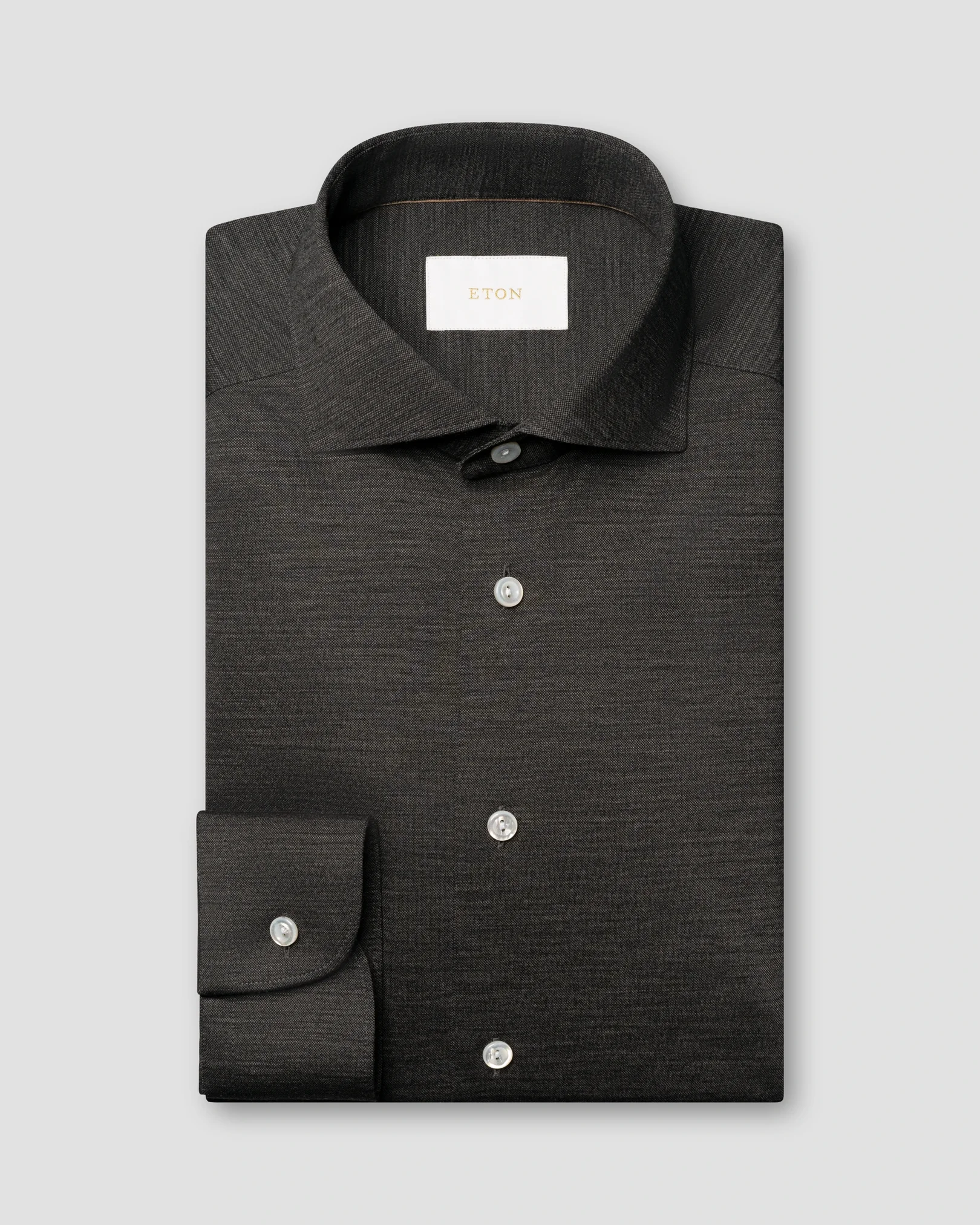 Eton - merino lyocell jersey shirt dark grey merino lyocell jersey shirt