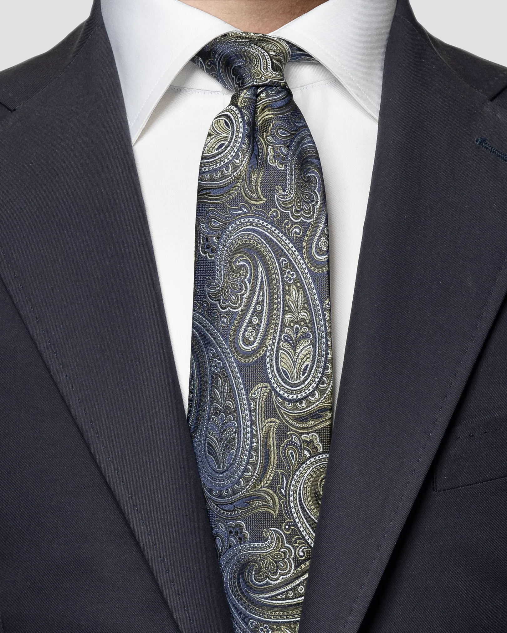 Eton - dark green paisley tie