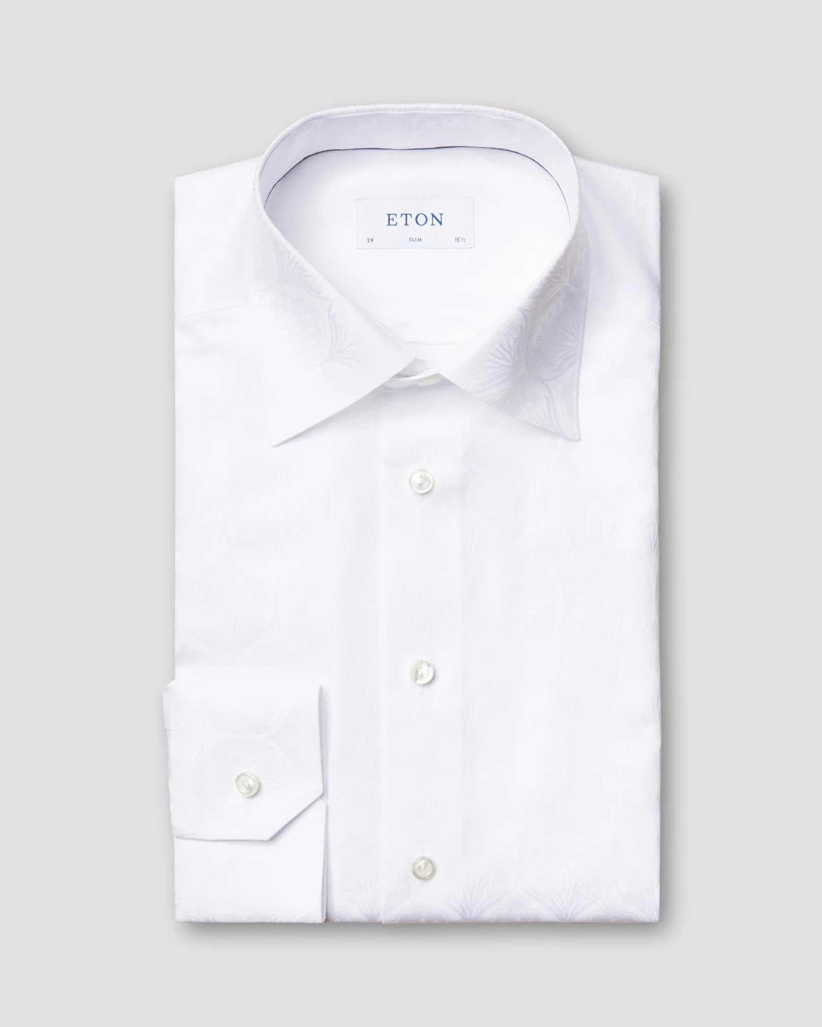 Eton - white on white art deco jacquard shirt