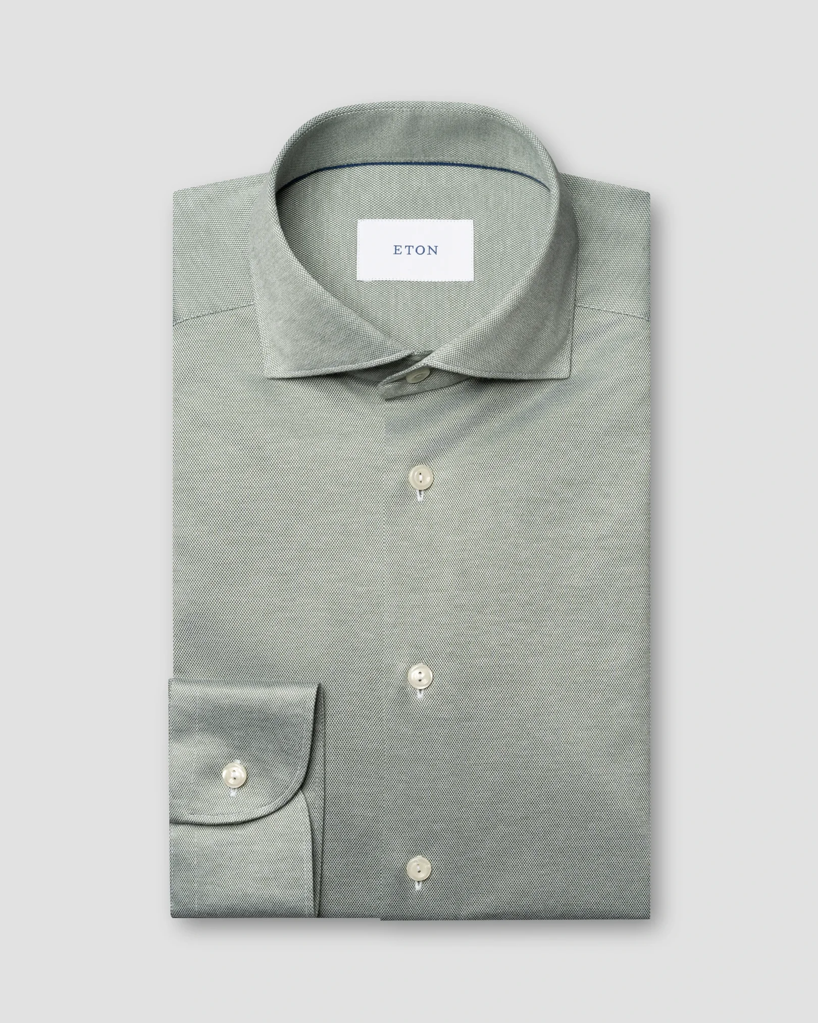 Eton - mid green filo di scozia knit shirt 261