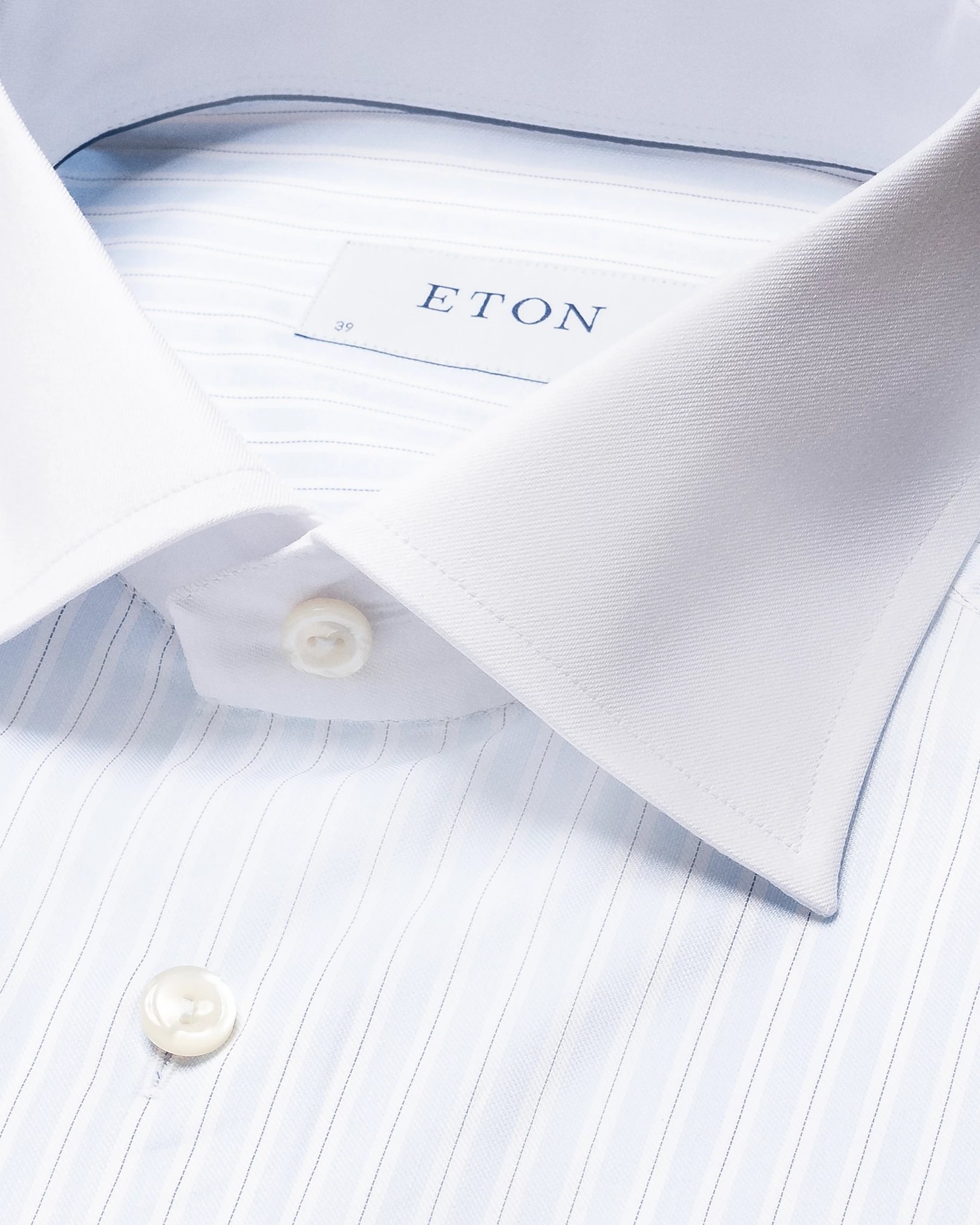 Eton - light blue striped signature twill shirt
