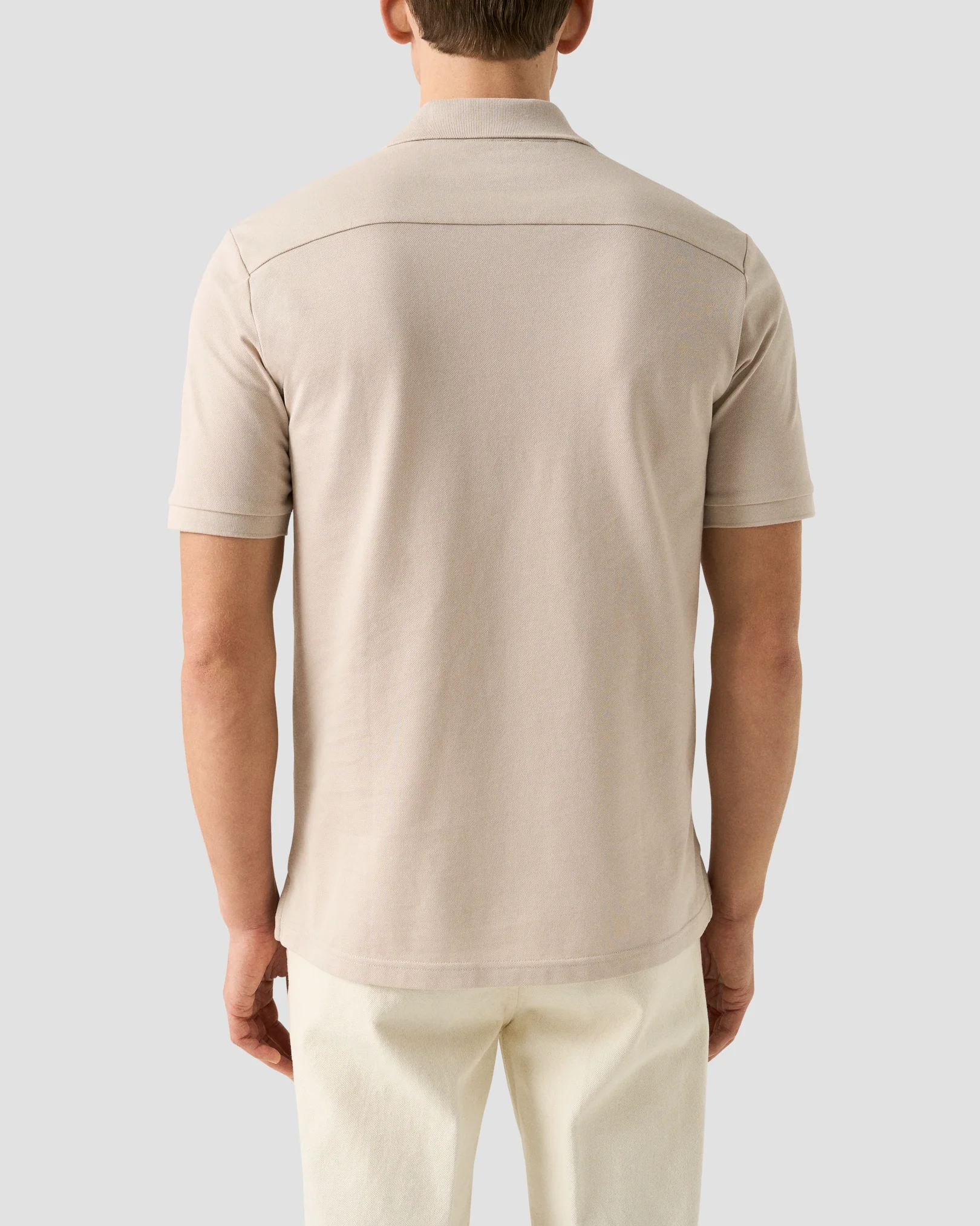 Eton - beige pima cotton pique polo