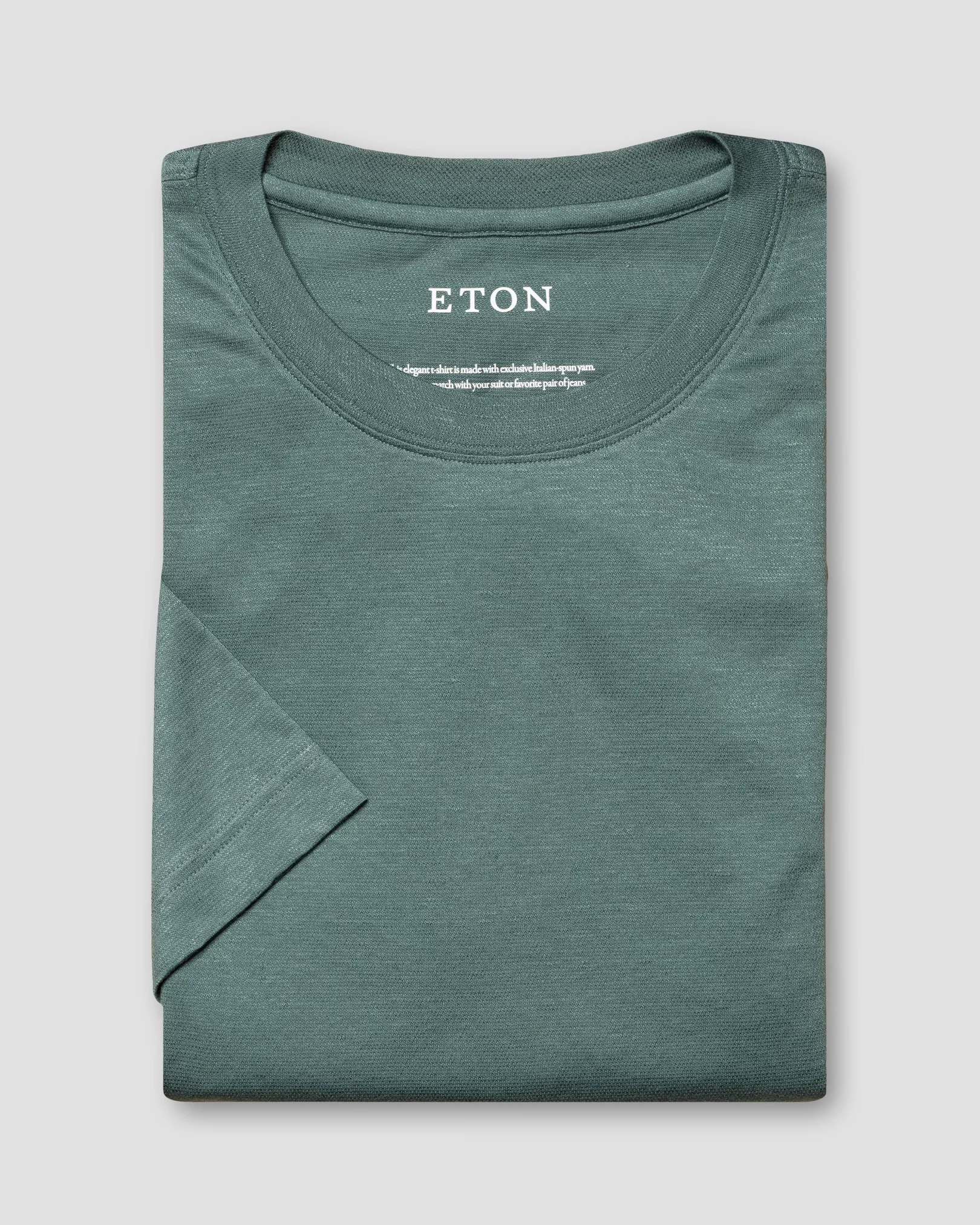 Eton - dark green pique t shirt short sleeve boxfit t shirt