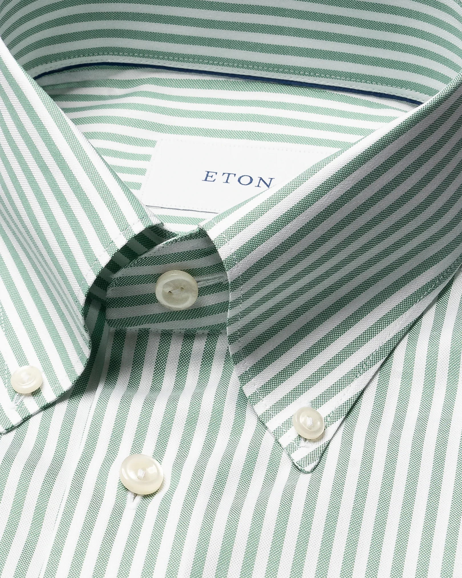 Eton - mid green striped signature oxford shirt