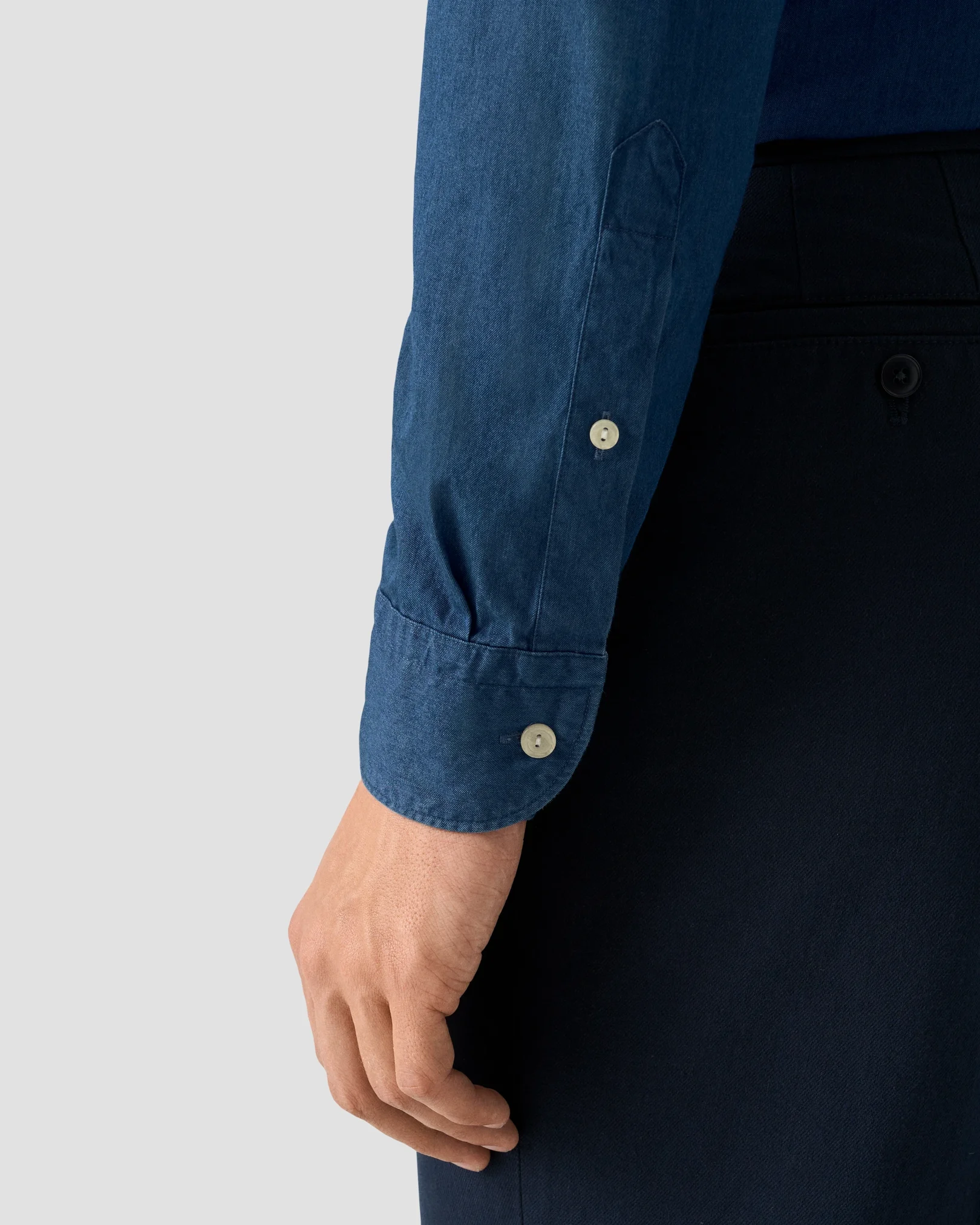 Eton - navy blue lightweight denim shirt