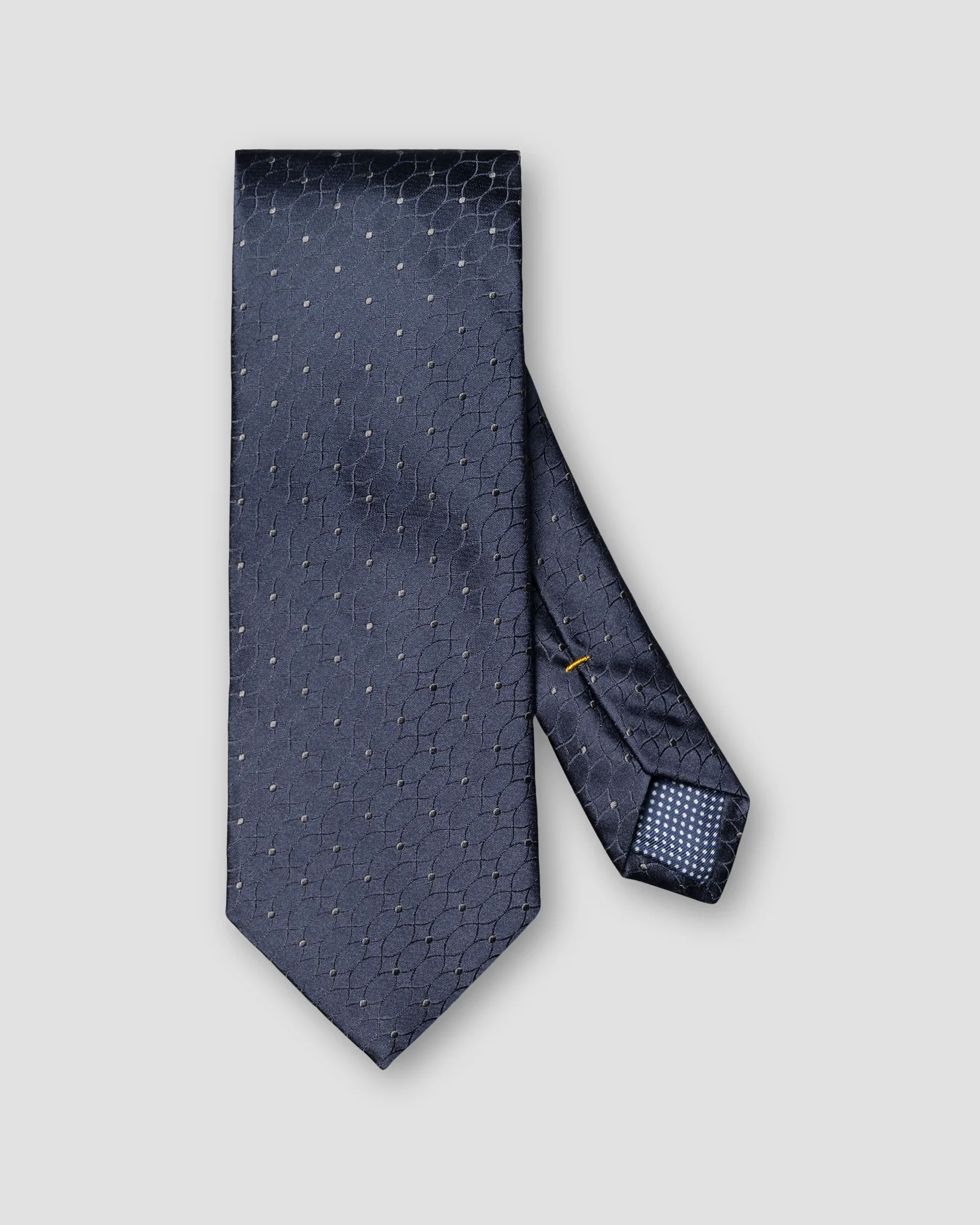 Eton - geometric 256 woven silk tie navy