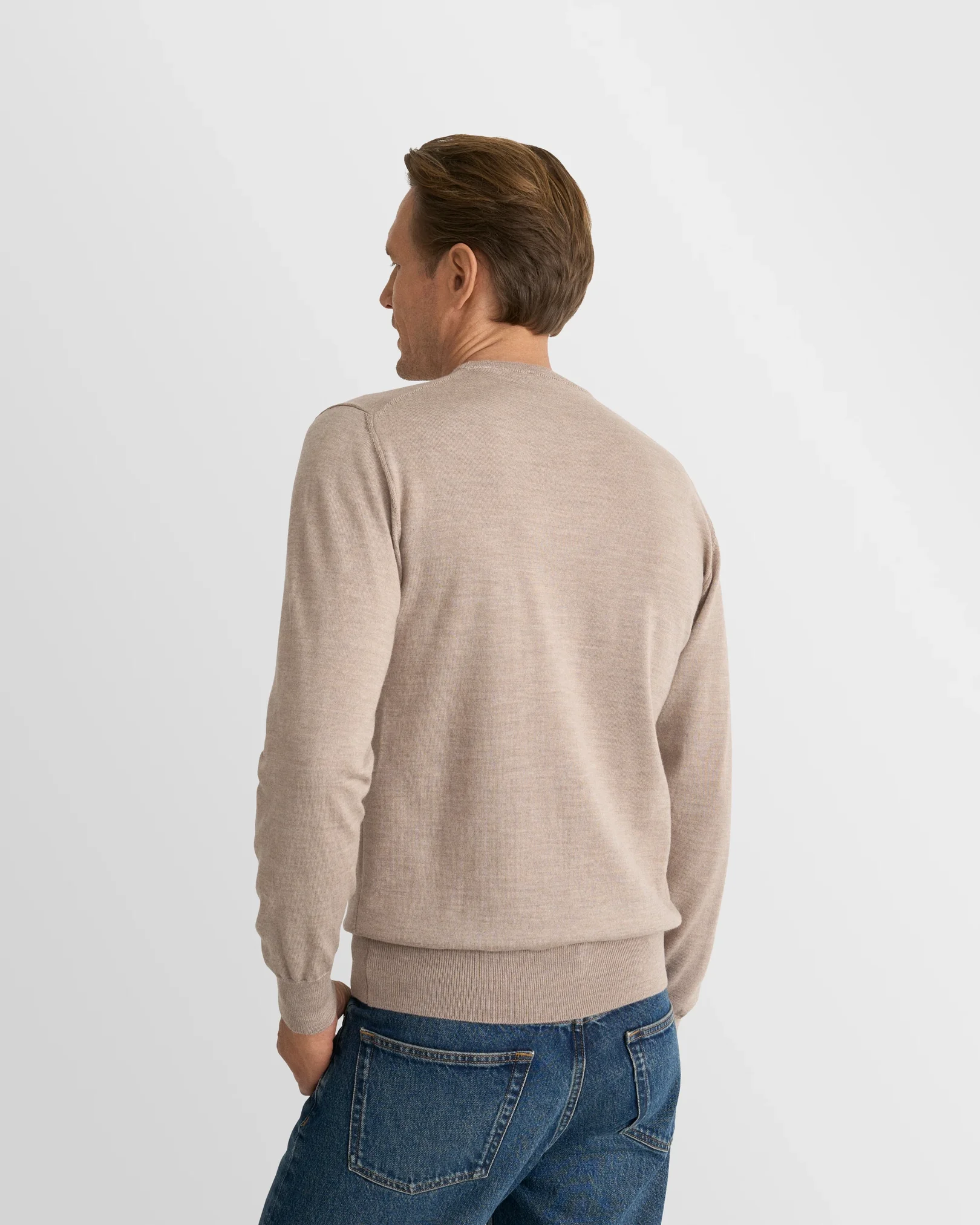 Eton - beige merino knit crewneck