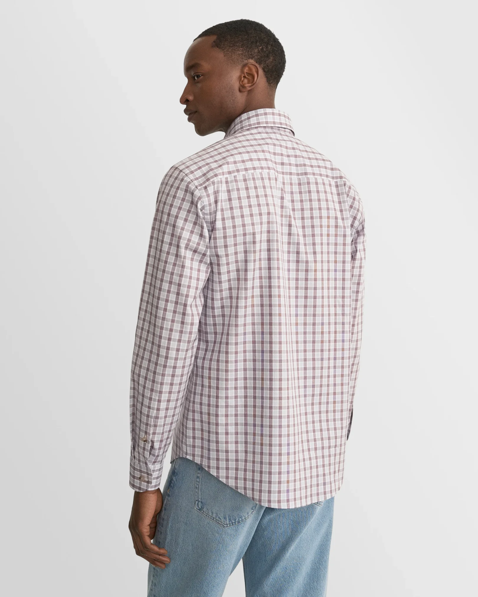 Eton - dark red check lighweight poplin shirt
