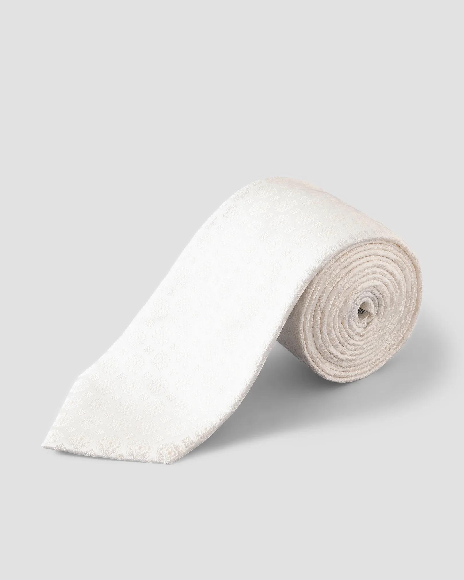 Eton - medallion woven silk tie white