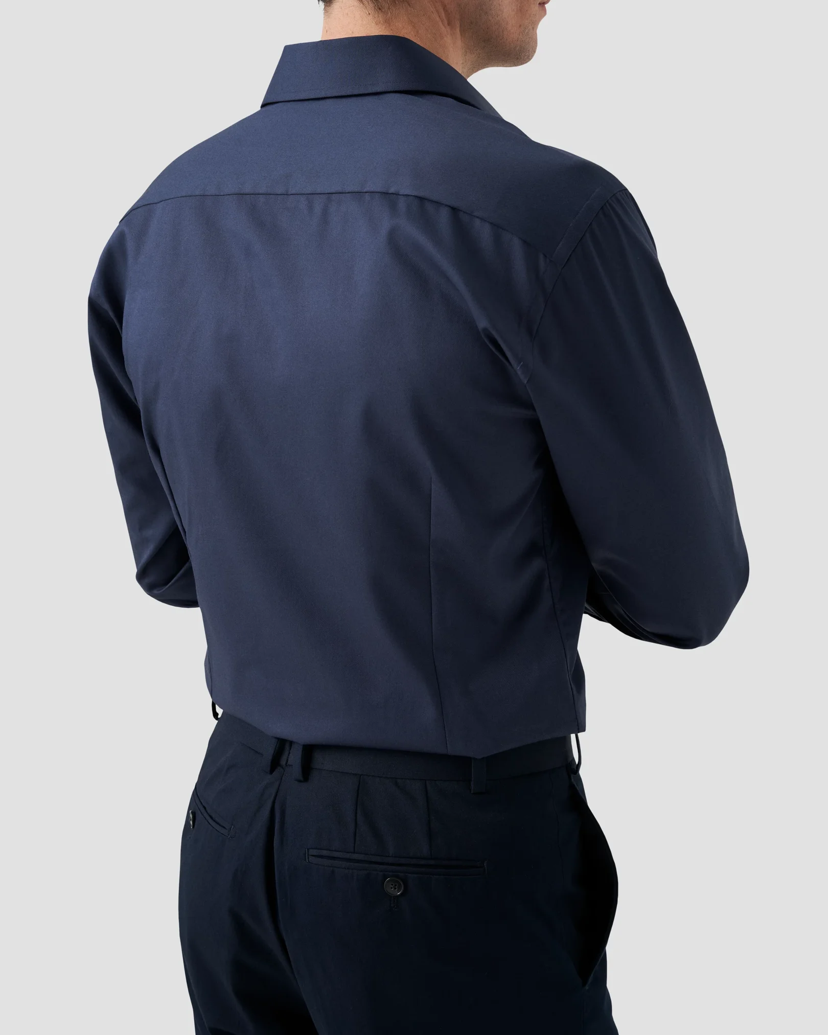 Eton - navy blue twill stretch shirt