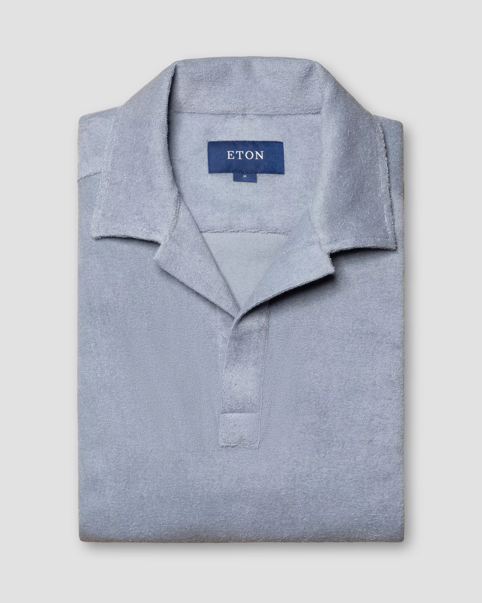 Eton - light grey jerseyterryfrotte open collar short terry slim jersey