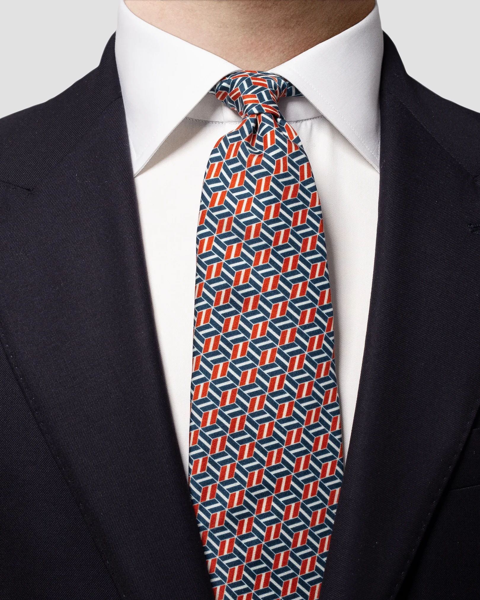 Eton - dark blue patterned silk tie