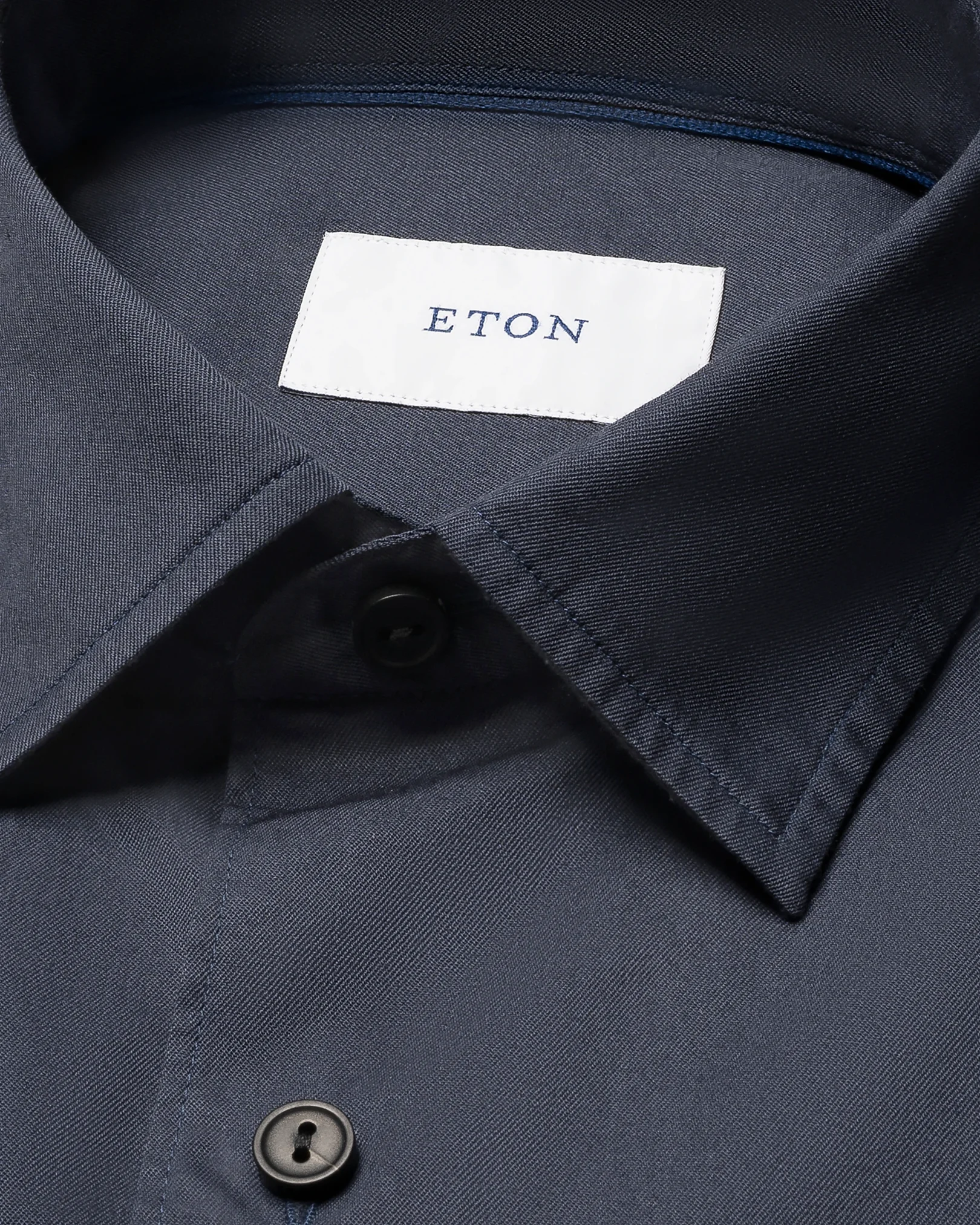 Eton - garment washed twill shirt navy blue garment washed twill shirt