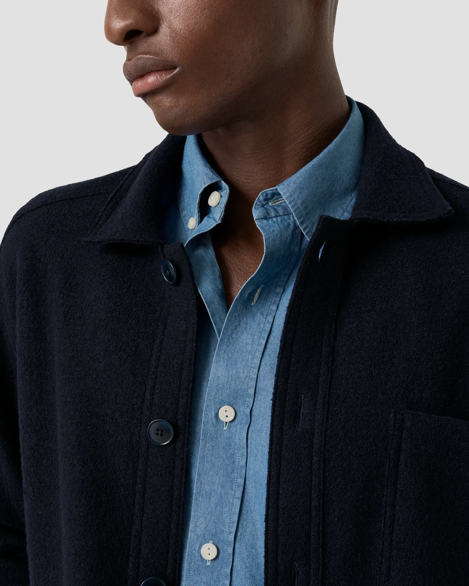 Eton - mid blue lightweight denim shirt
