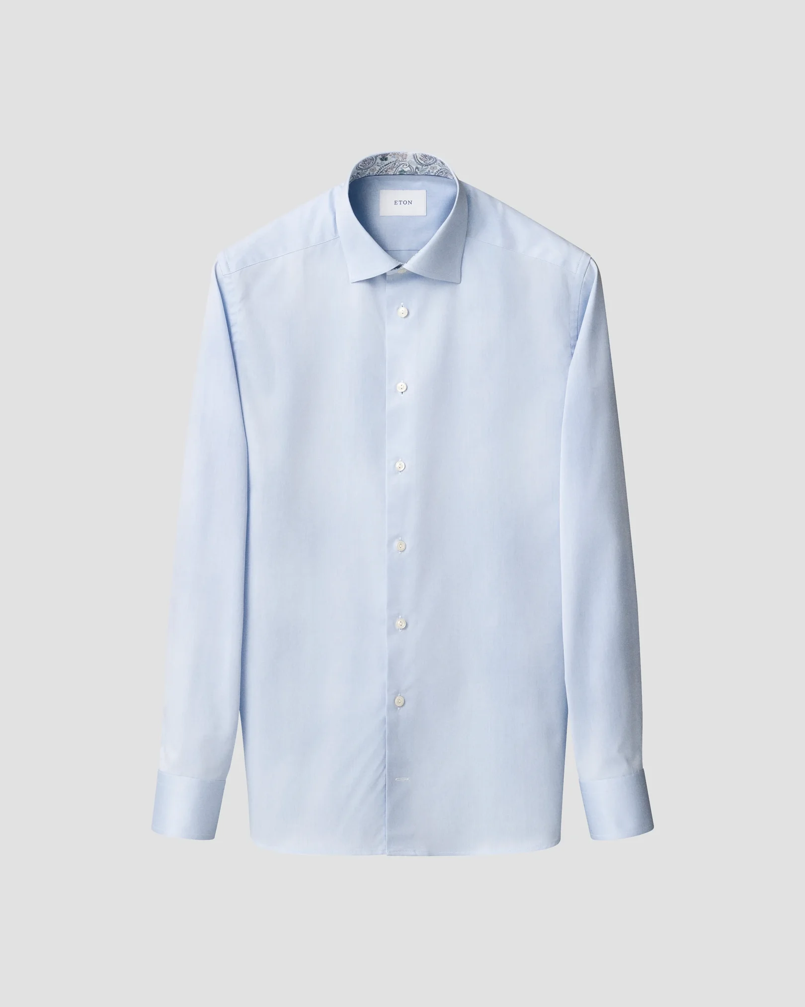 Eton - light blue solid paisley effect shirt