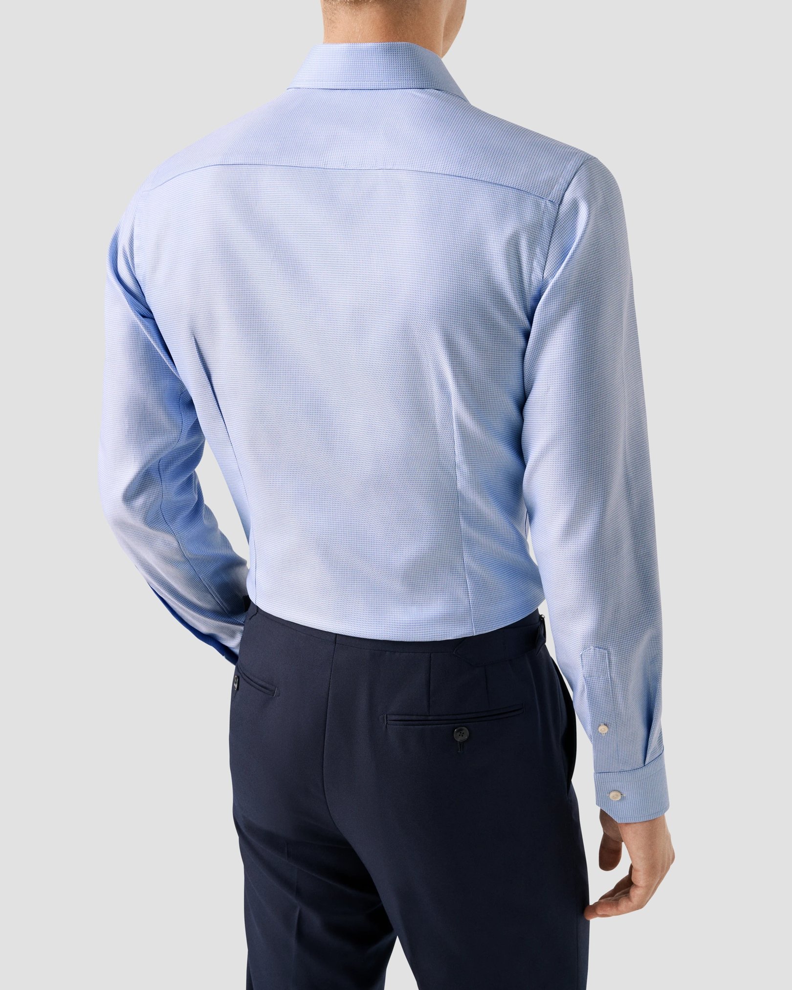 Eton - Light Blue Patterned Textured Twill Shirt