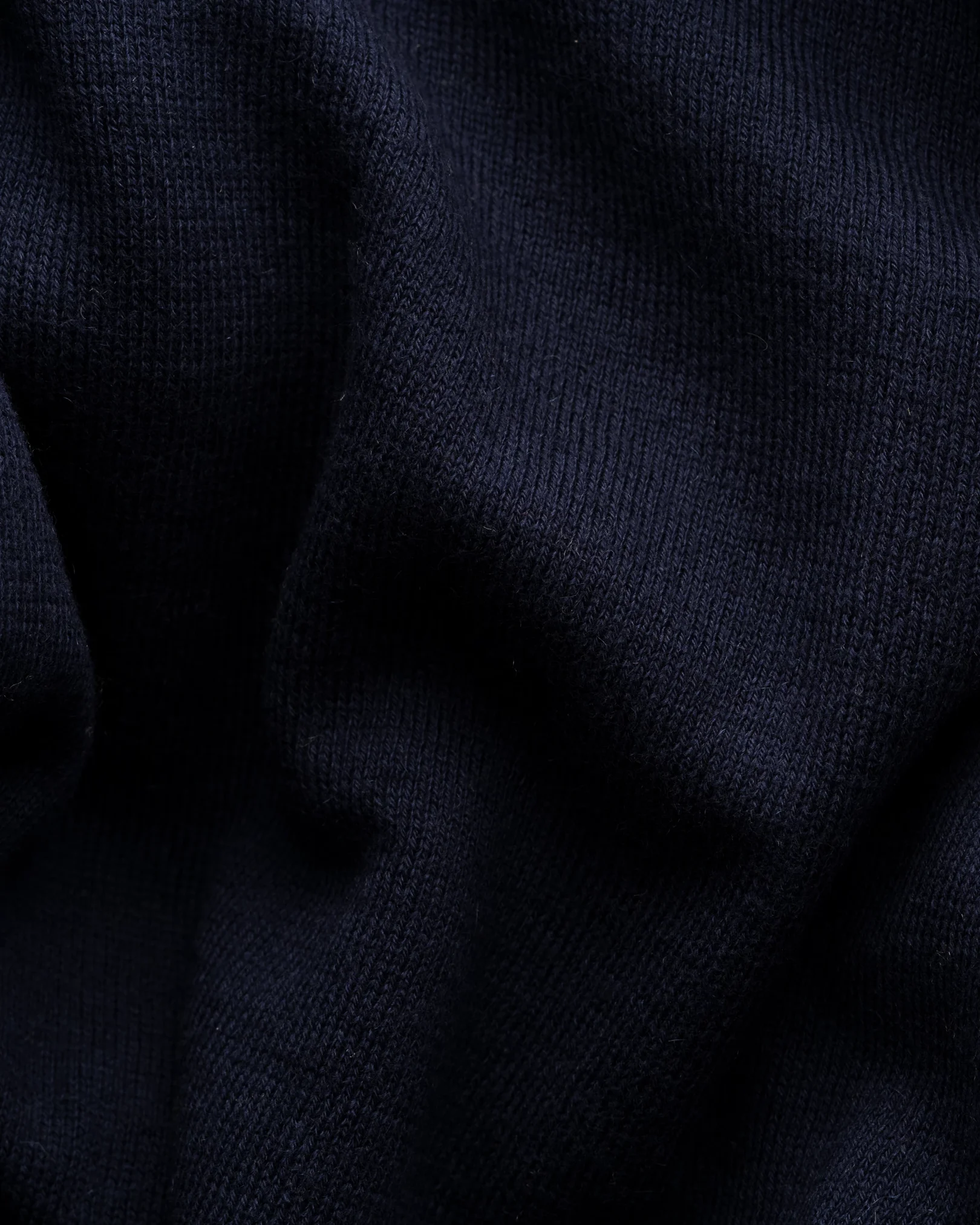 Eton - navy blue cotton and cashmere quarter zip fine knit