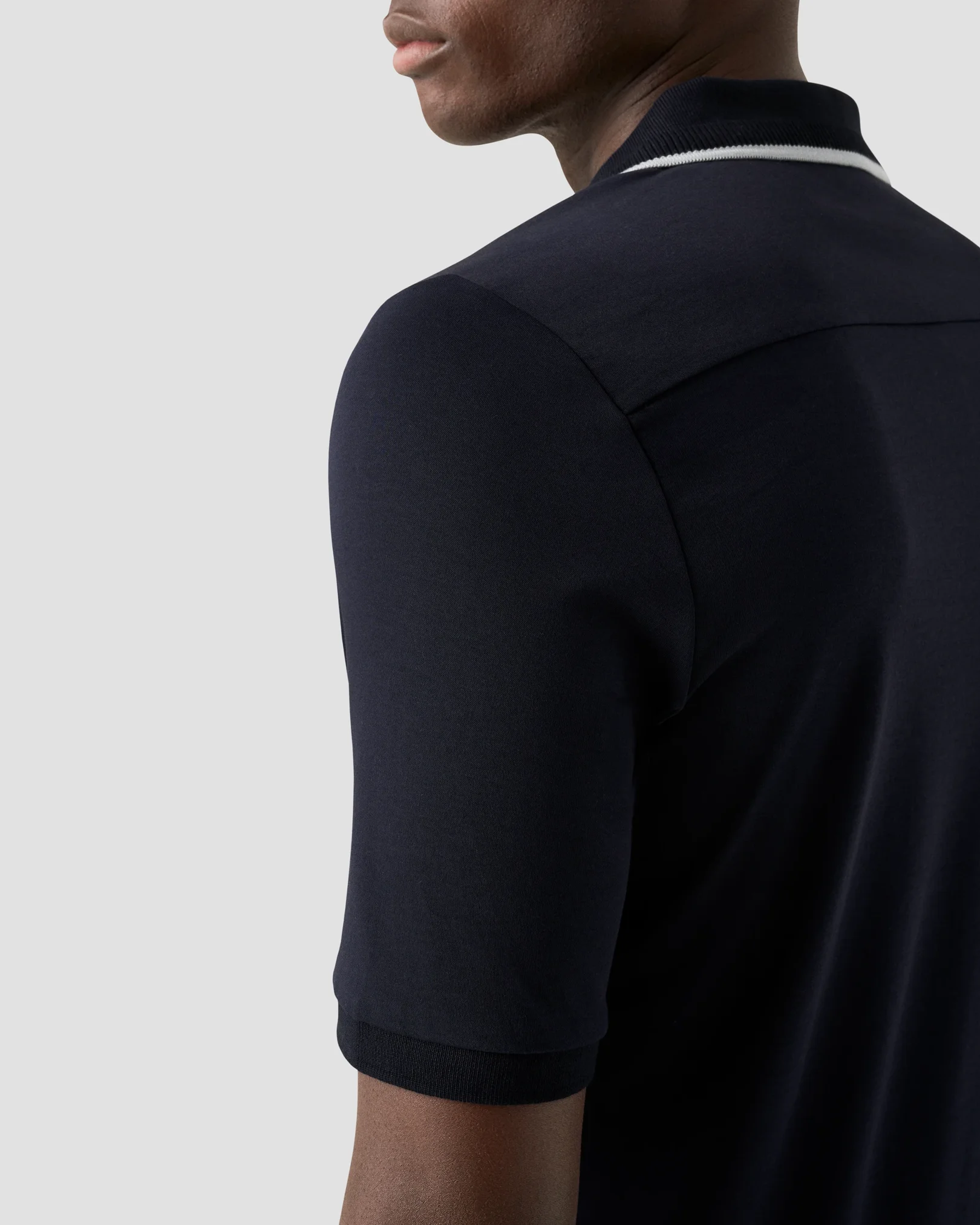 Eton - navy blue cotton interlock polo shirt