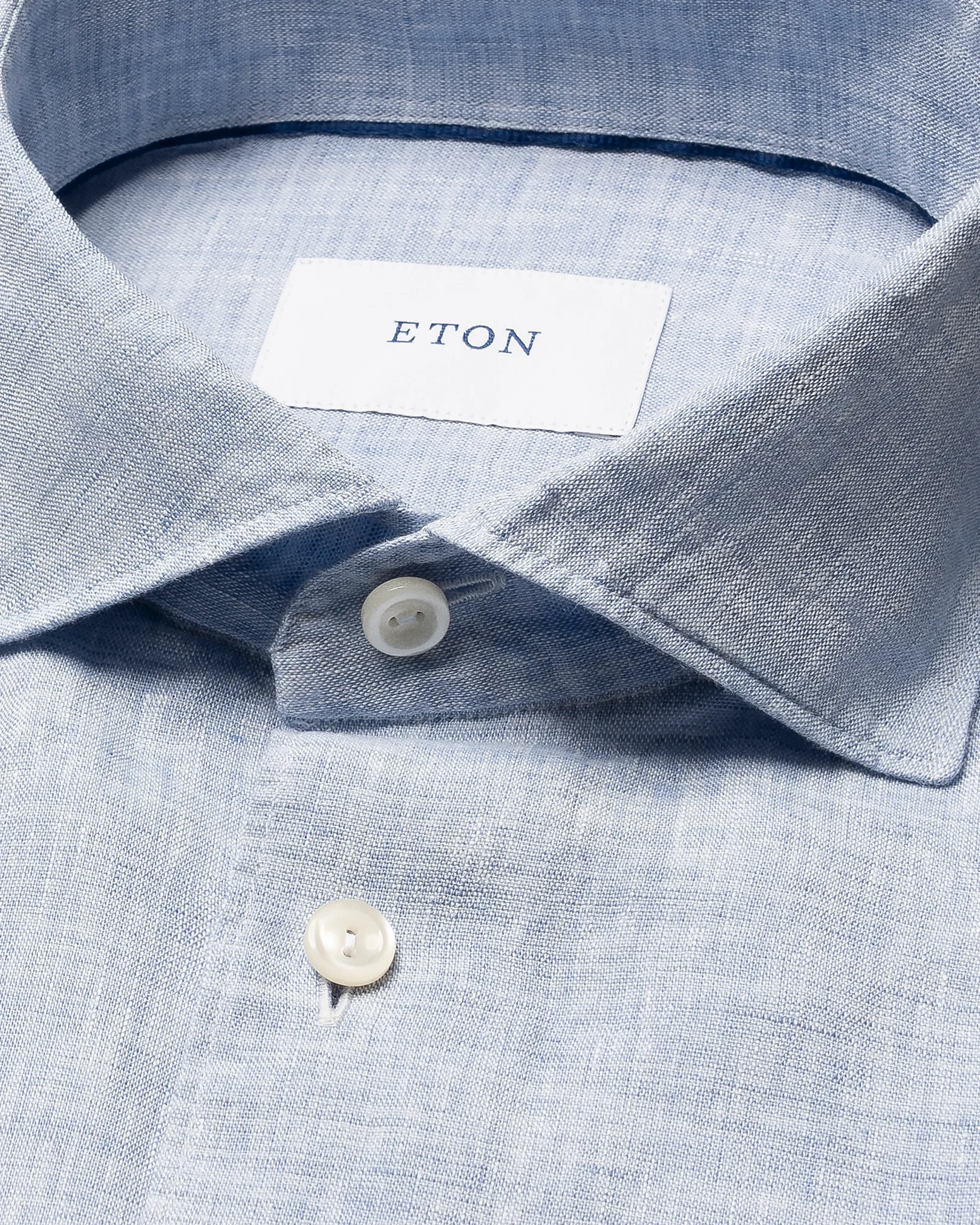 Eton - light blue solid short sleeve linen shirt