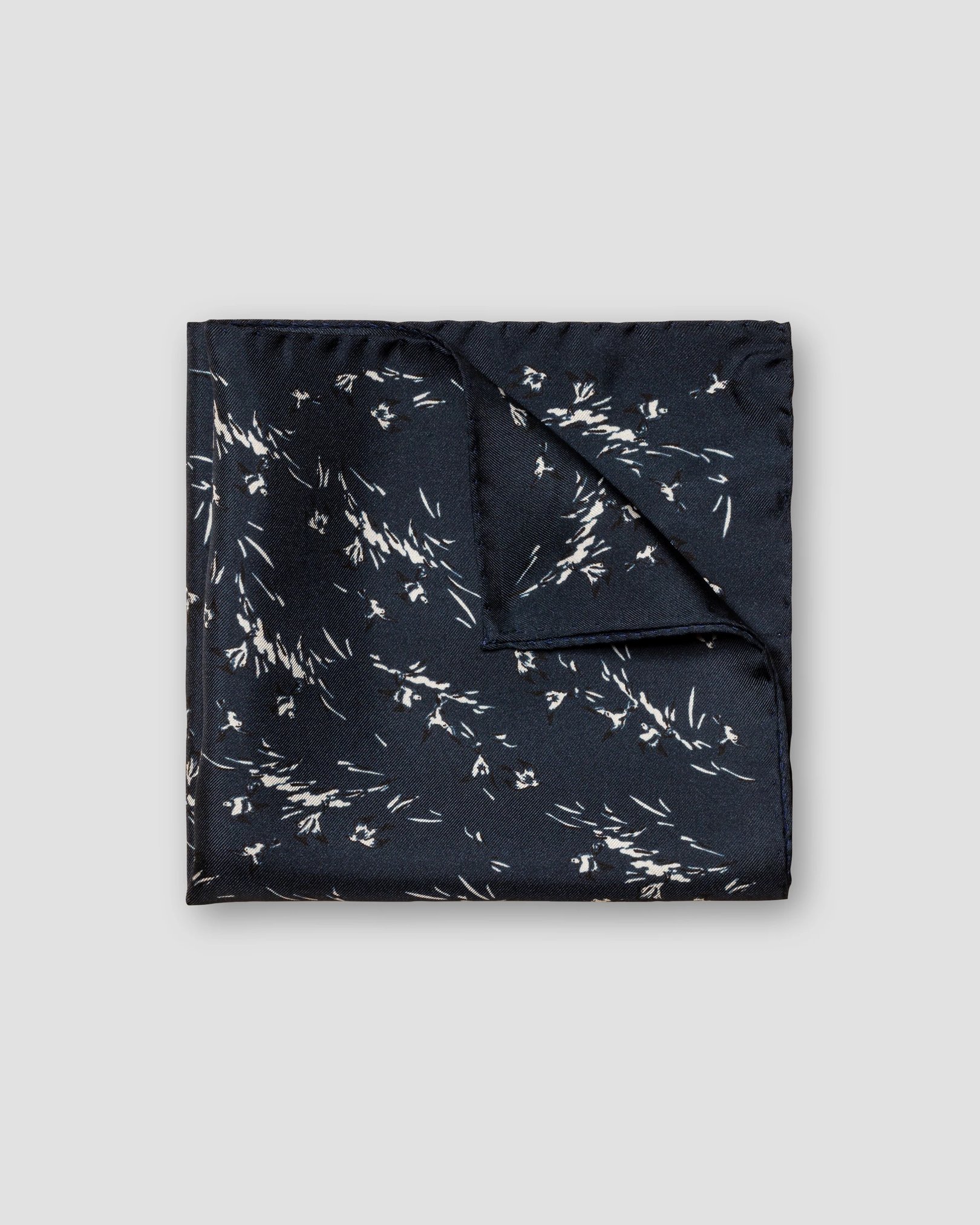 Eton - Dark Blue Bird Print Silk Pocket Square