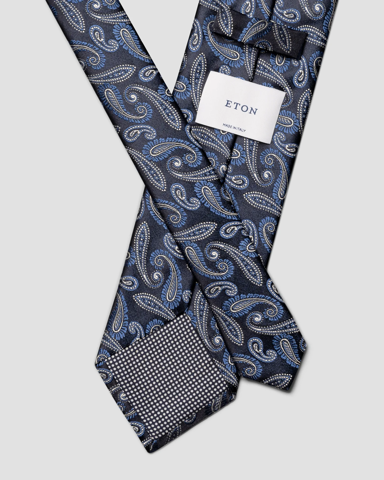 Eton - paisely woven silk tie dark blue paisely woven silk tie