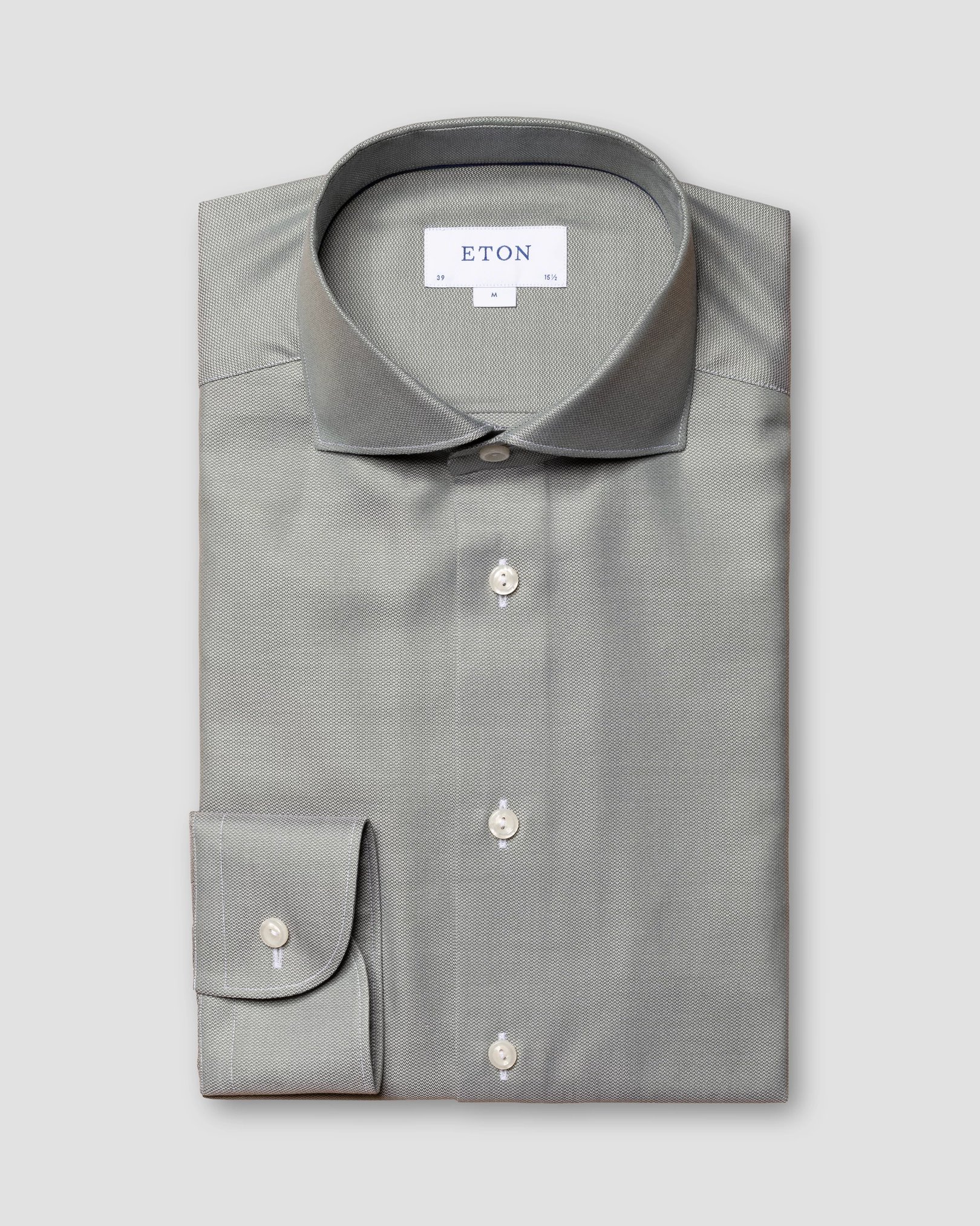 Eton - dark green cotton lyocell stretch
