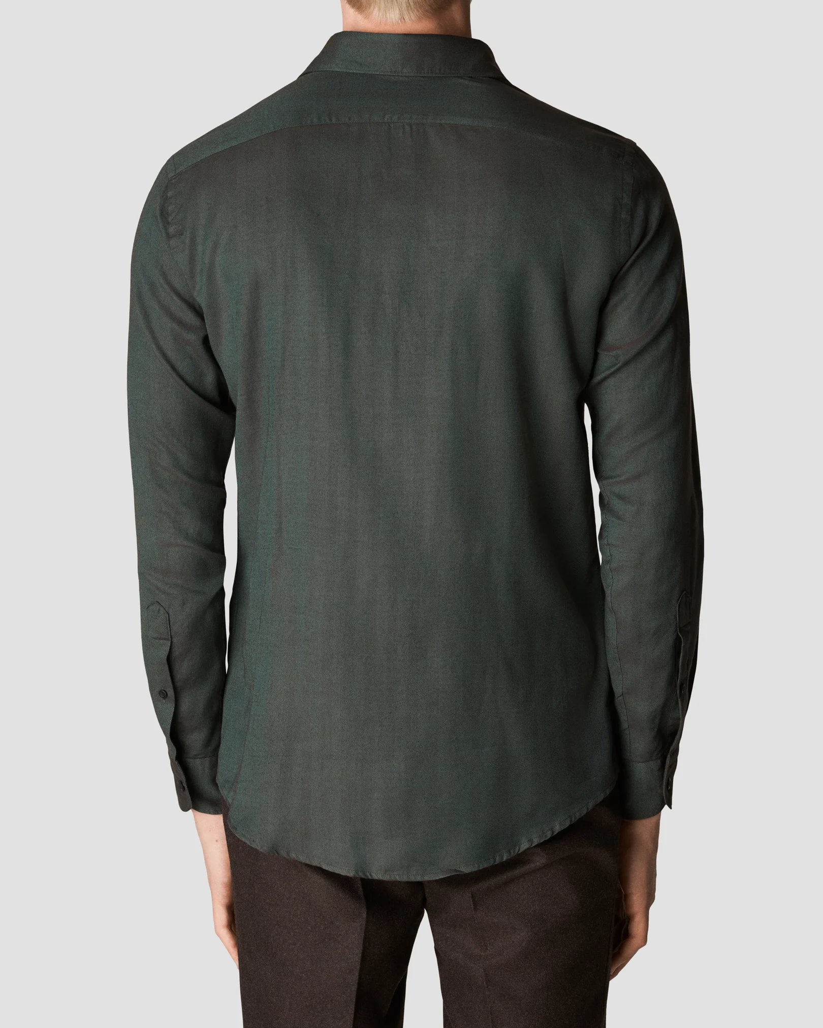 Eton - dark green lightweight flannel shirt