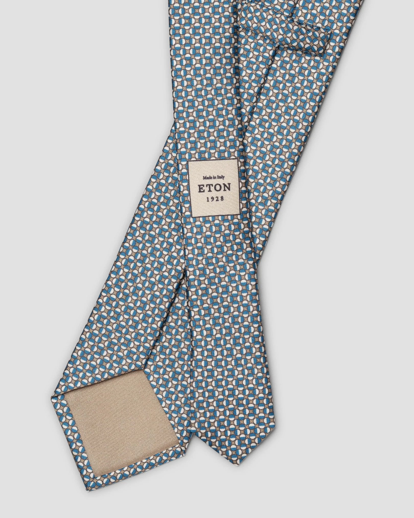 Eton - beige geometric print silk tie