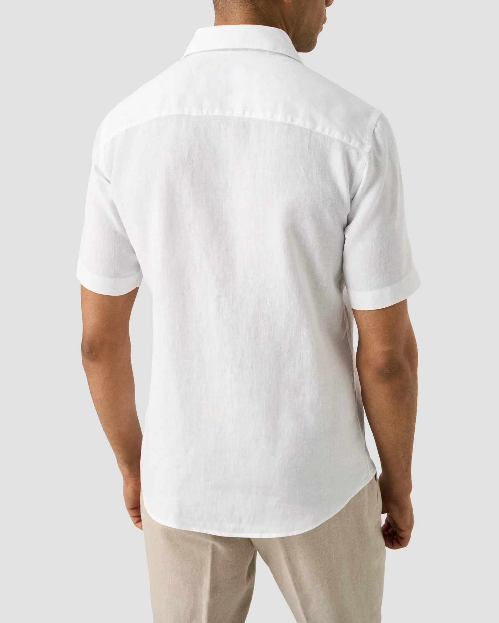 Eton - white solid short sleeve linen shirt