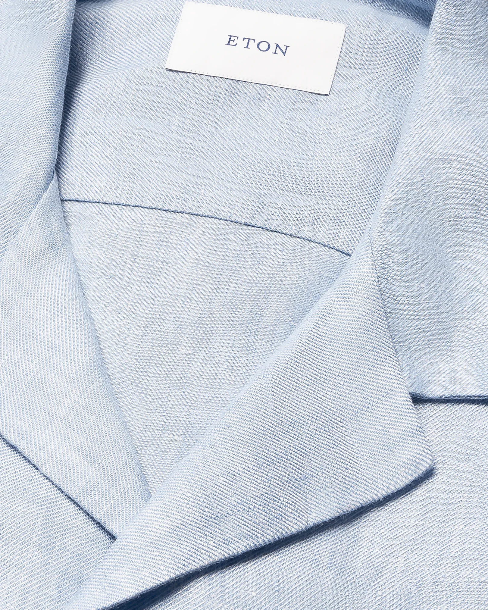 Eton - light blue solid linen twill resort shirt