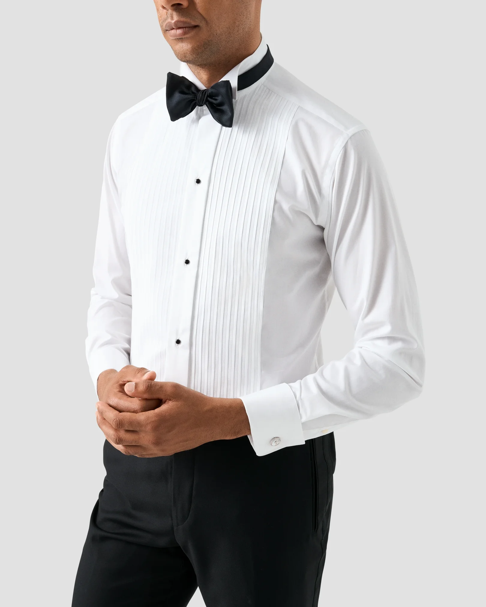 Eton - White Plissé Tuxedo Shirt - Wing Collar