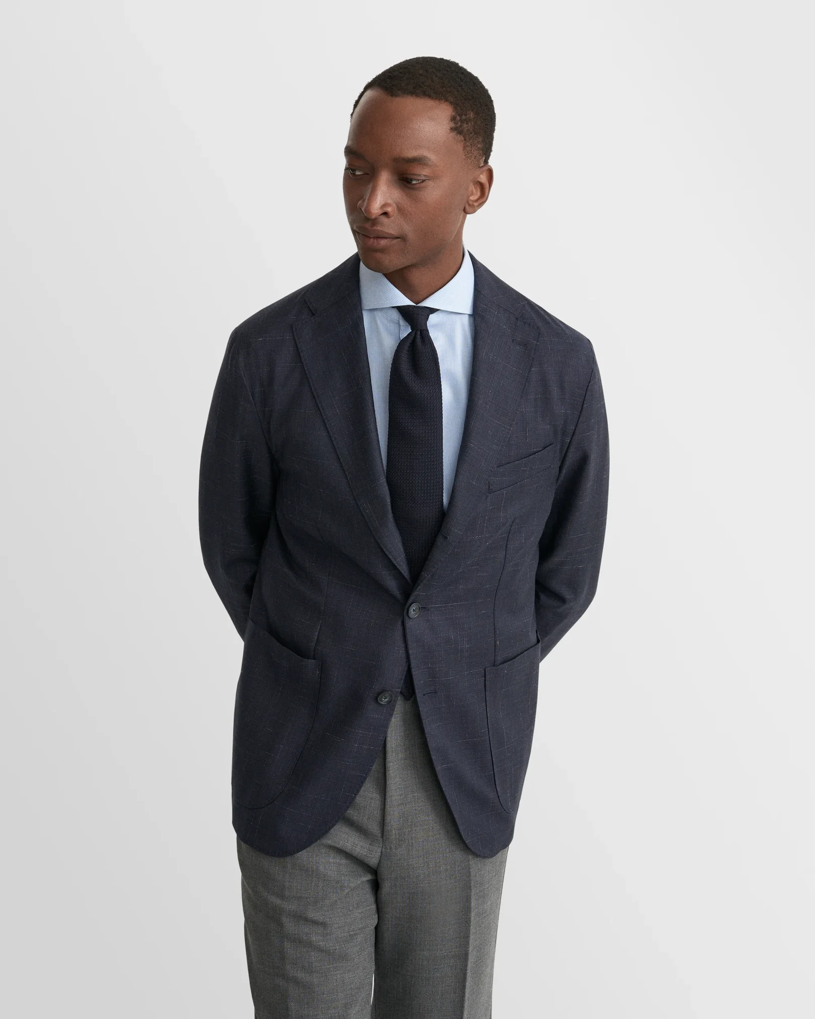 Eton - light blue striped fine twill