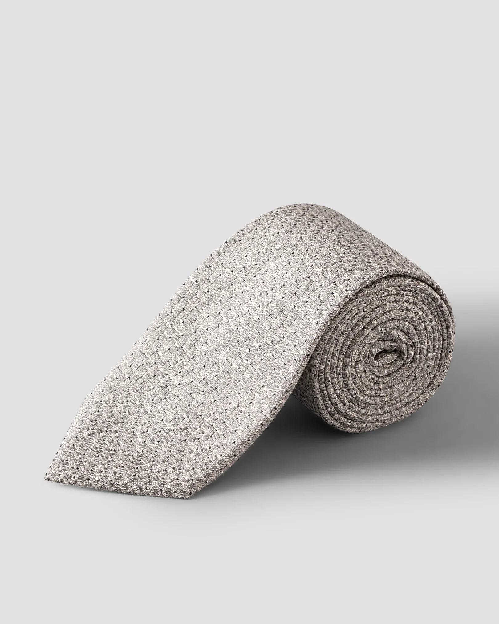 Eton - light grey micro geometrical woven silk tie