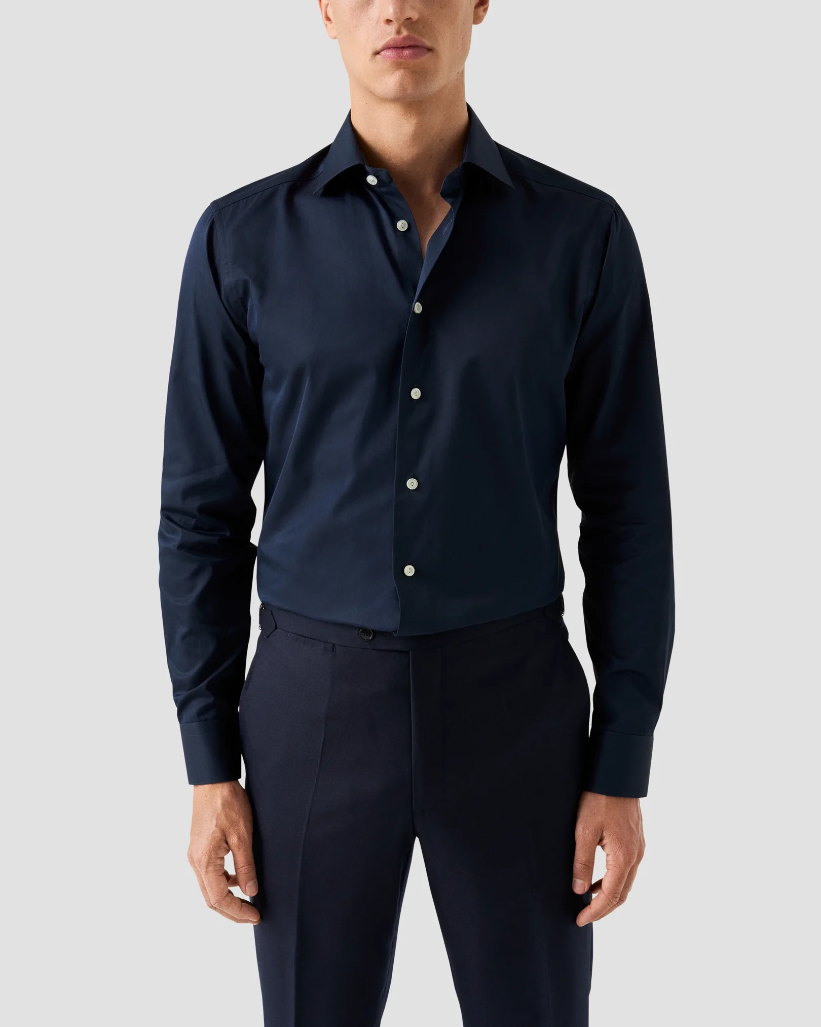 Eton - Chemise en sergé uni surélevé