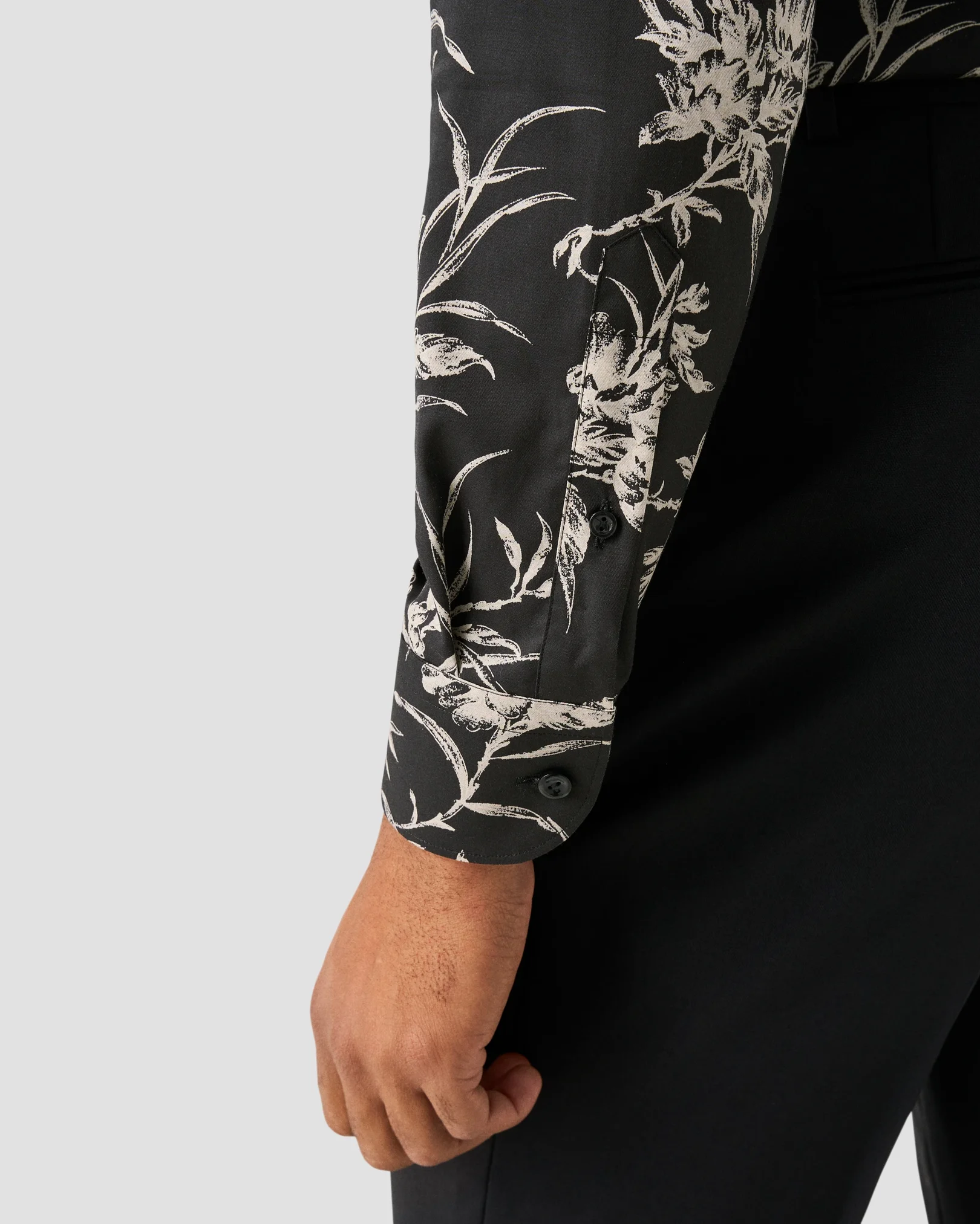 Eton - black floral signature twill shirt