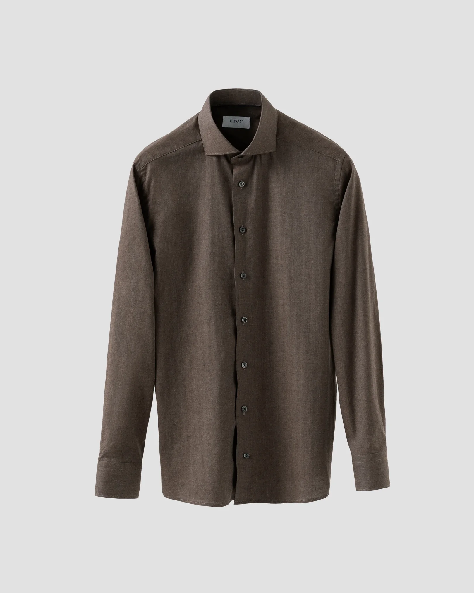 Eton - wrinkle free dark brown flanell shirt