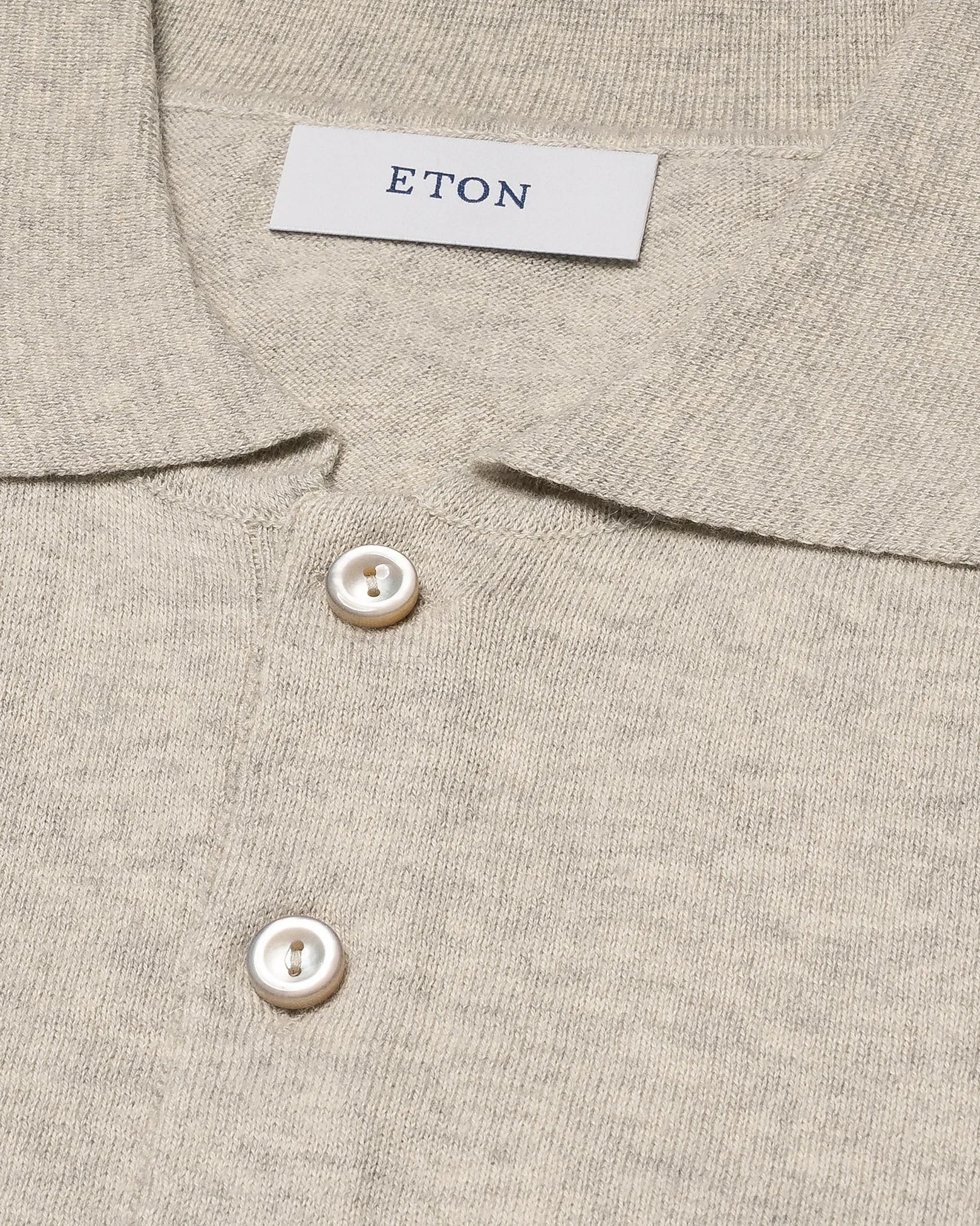 Eton - beige cotton cashmere fine knit polo shirt beige cotton cashmere fine knit polo shirt