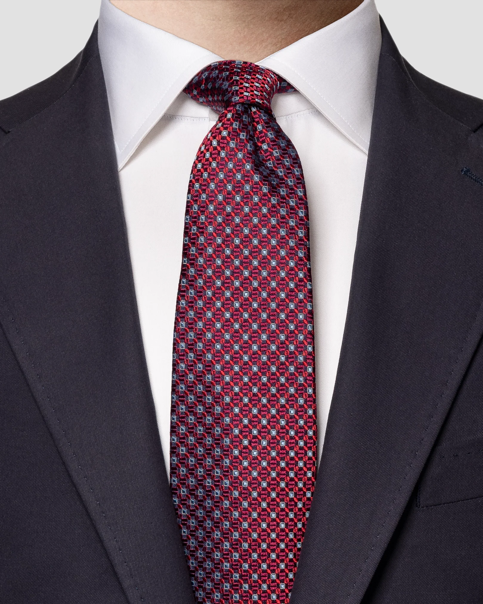 Eton - dark red geometric pattern silk tie