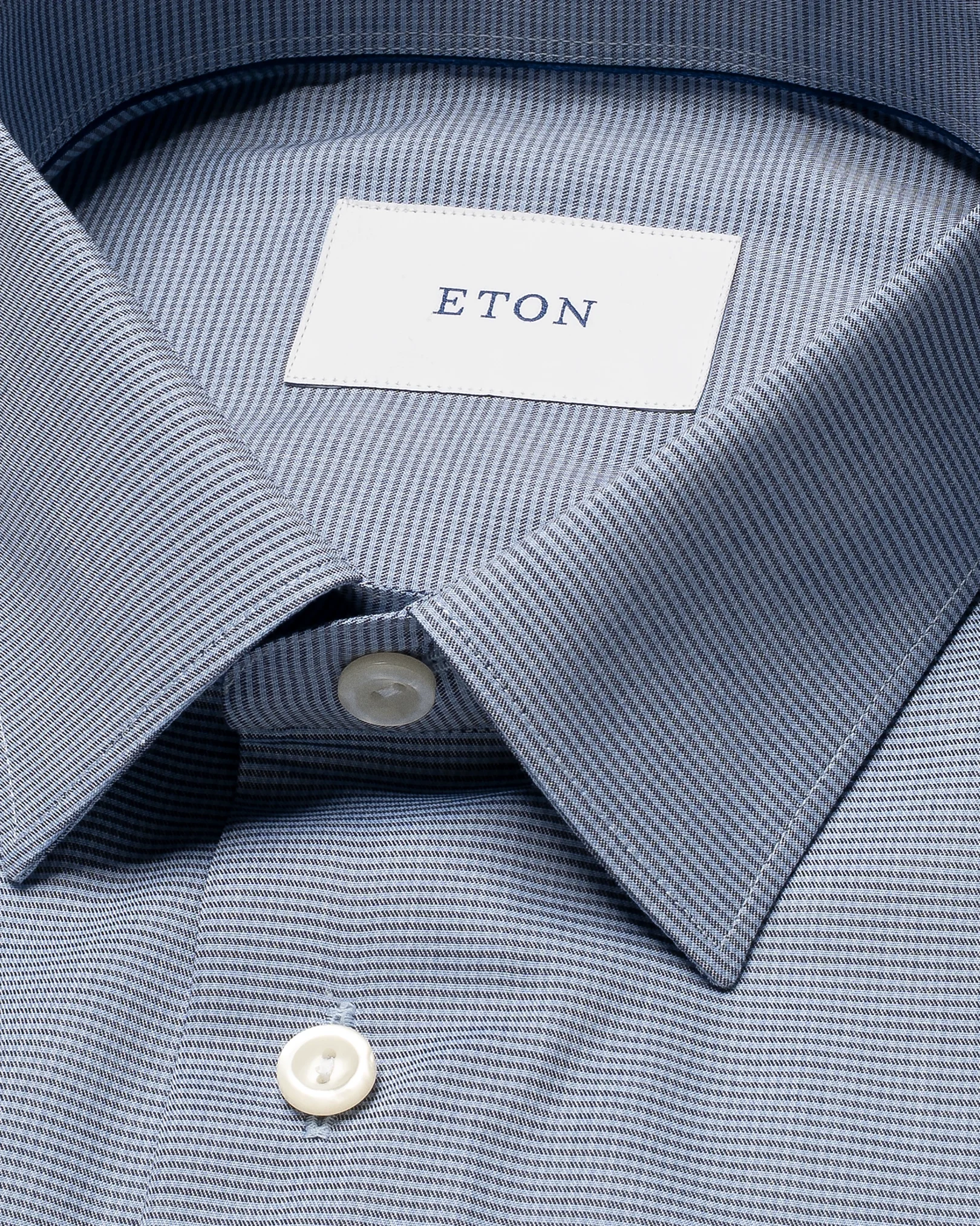 Eton - dark blue micro check twill shirt pointed