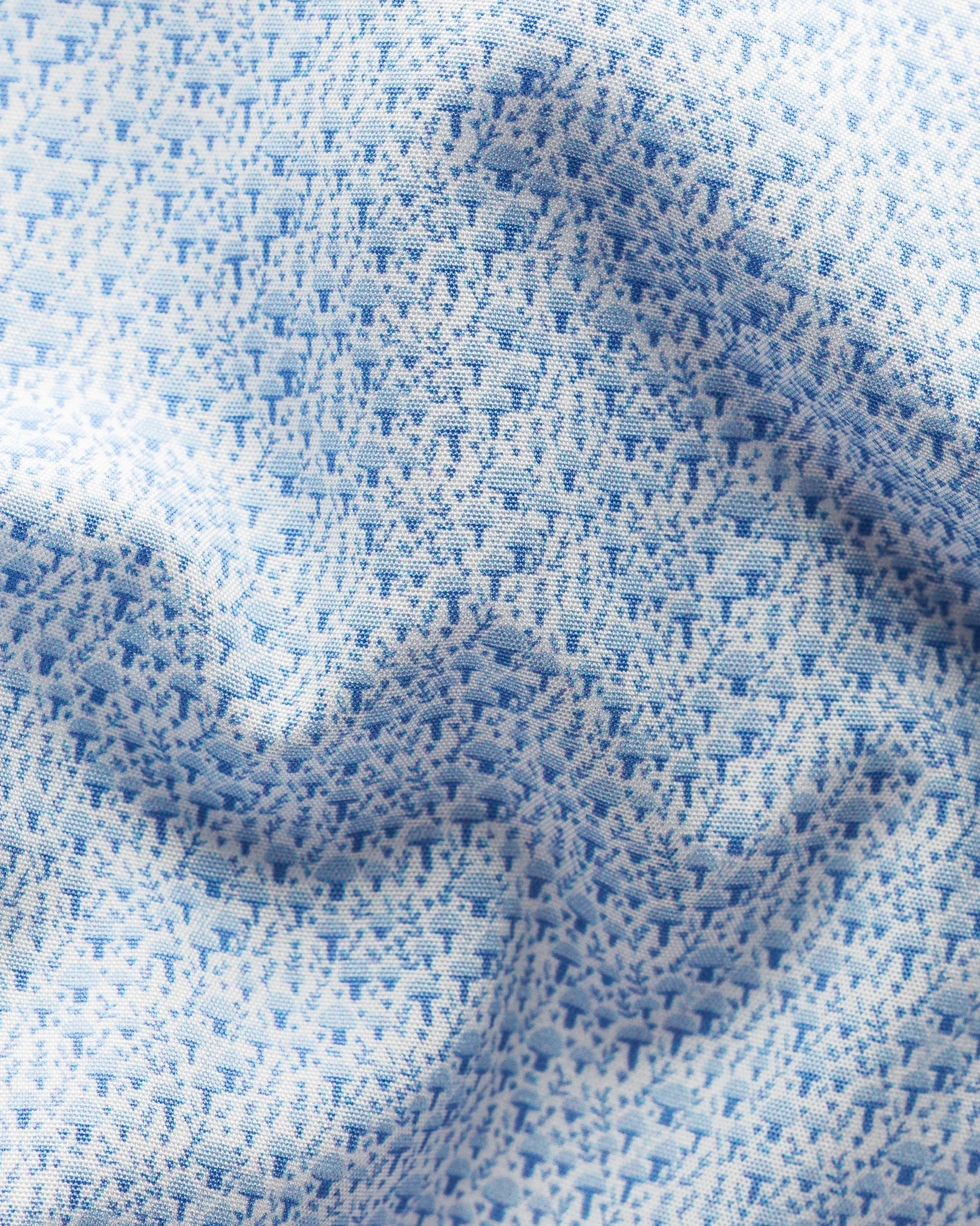 Eton - light blue botanical print signature poplin shirt