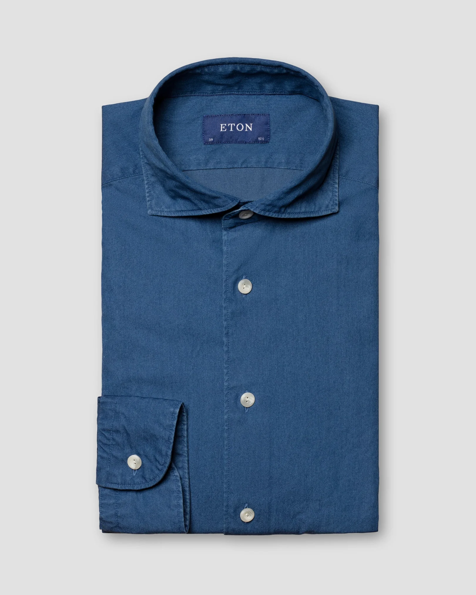 Eton - navy blue indigo wide spread collar