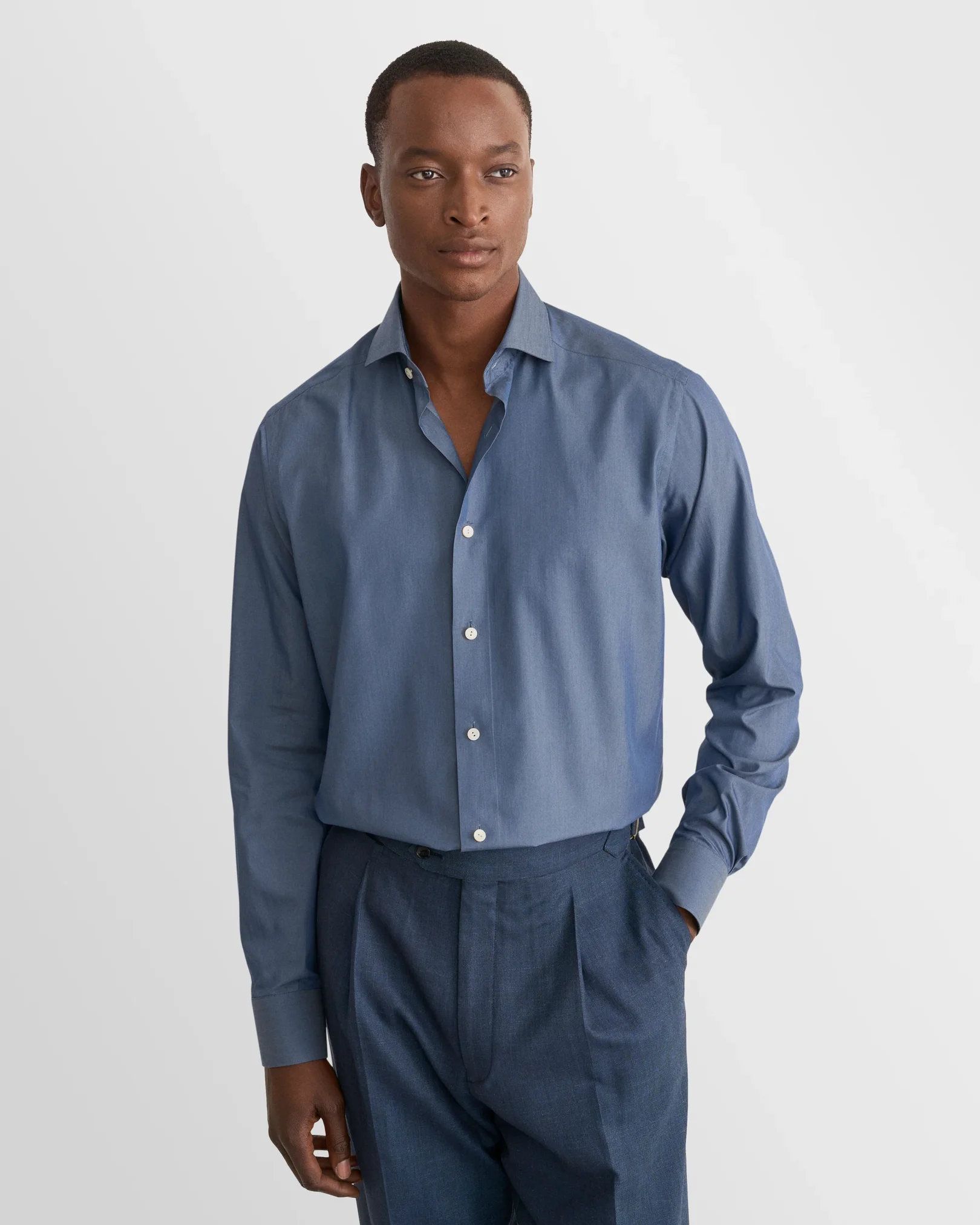 Eton - dark blue striped cotton silk shirt 268
