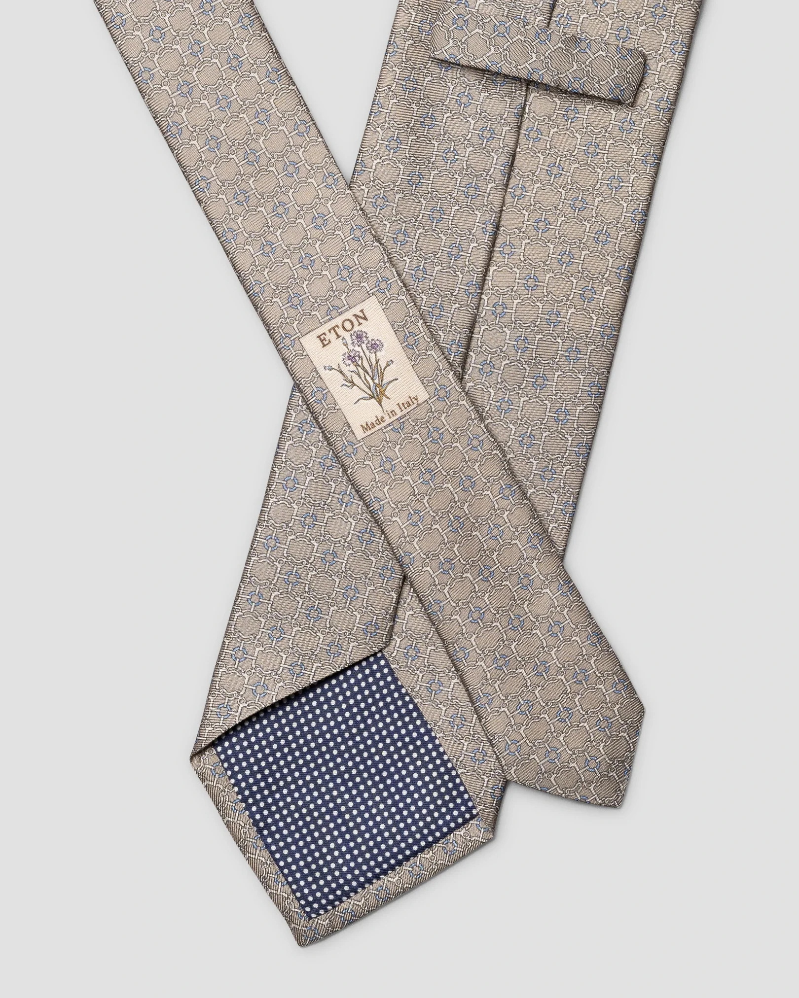 Eton - beige chain print silk tie 258