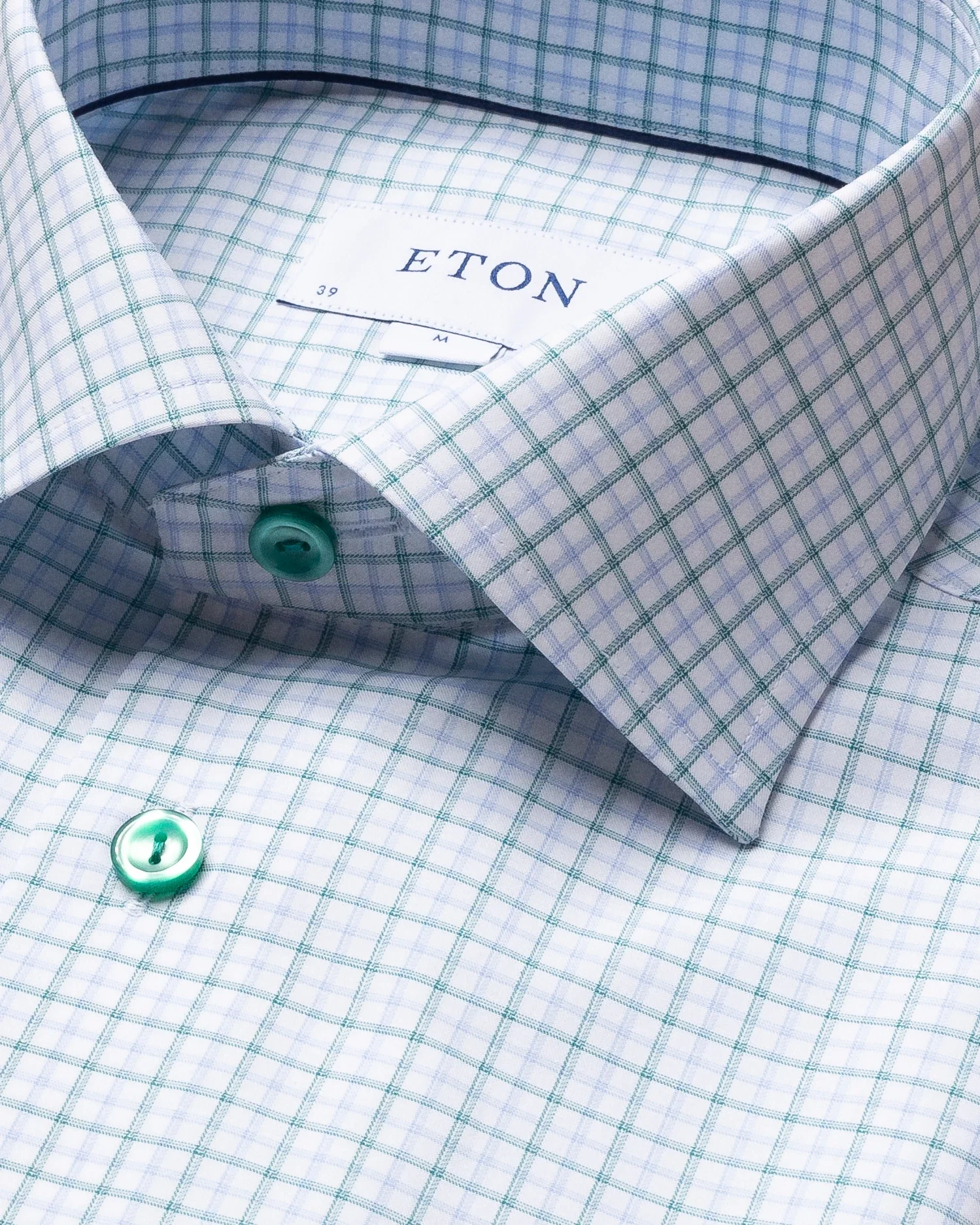 Eton - green checked fine twill shirt