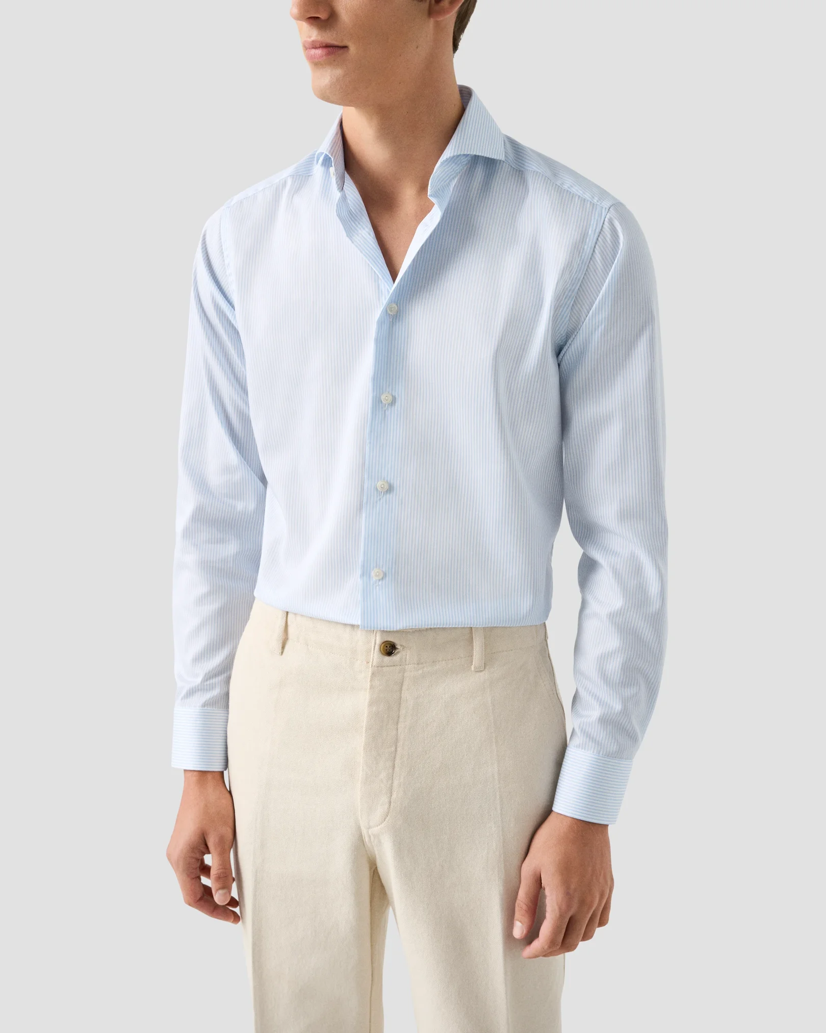 Eton - striped fine twill extreme cut away shirt