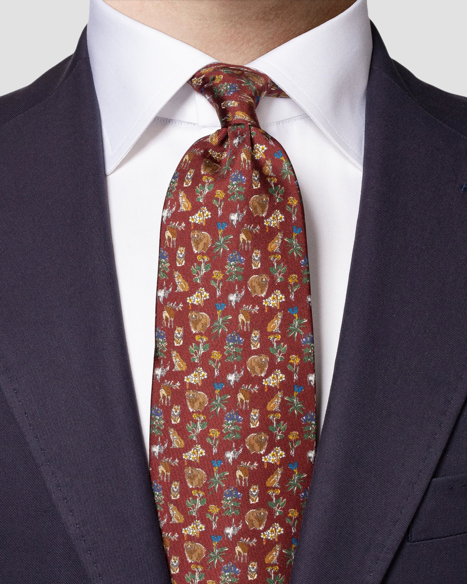 Eton - brown natura scandinavia print silk tie
